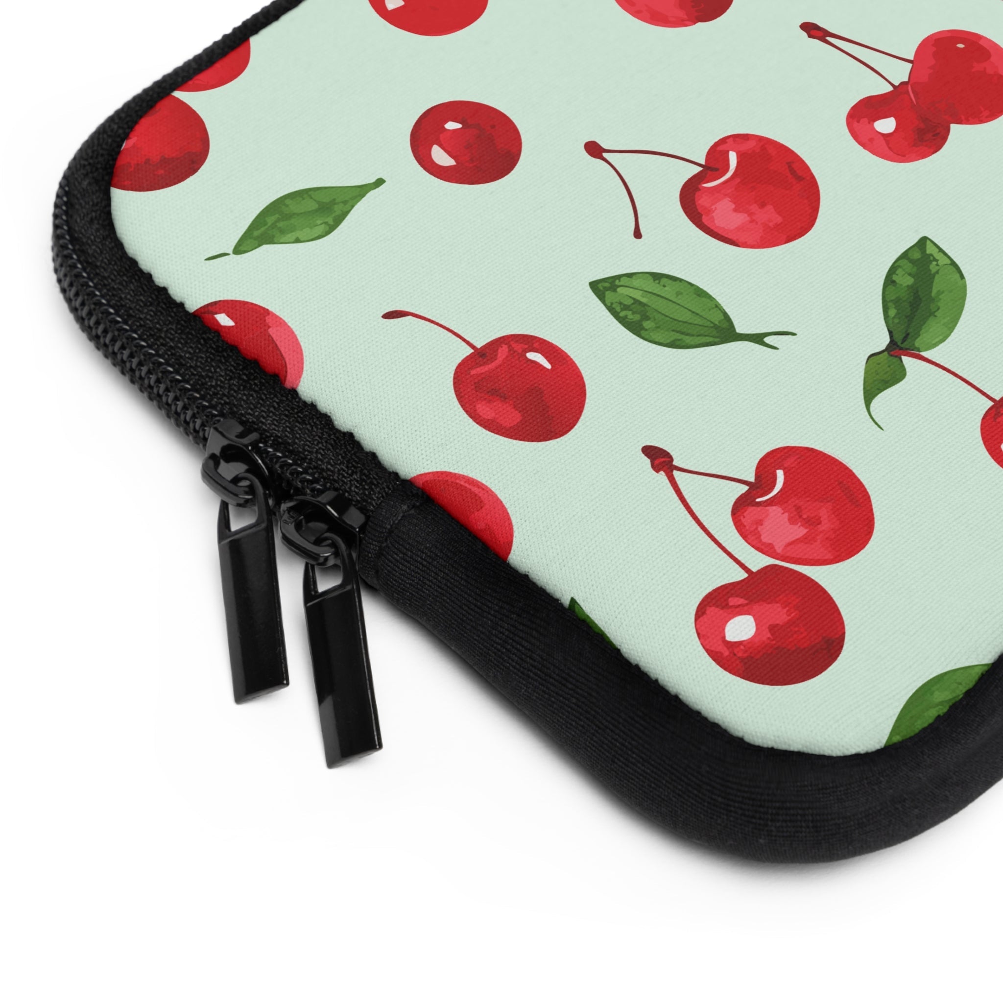 Cherry on Mint Laptop Sleeve | Retro Fruit Tech Cover for Women