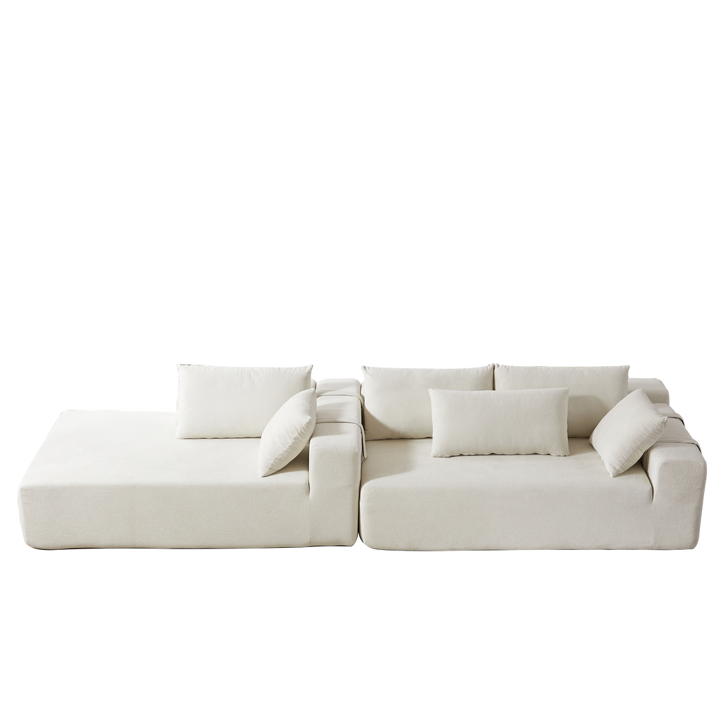 Modern Chenille Upholstered Sectional Sofa Couch Set,Modular 108' L Shaped Sectional Living Room Sofa Set With 6 Pillows,Free Combination Sofa Couch for Living Room,Bedroom(Left Chaise)