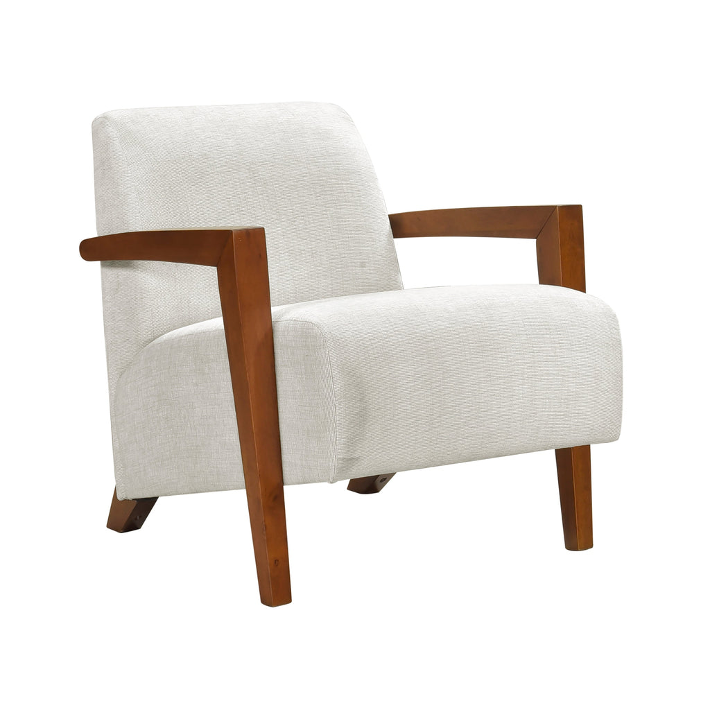 Ultra-Modern Accent Chair Beige Fabric Foam Seat Cushion Solid Wood Luxury Living Room Furniture 1pc