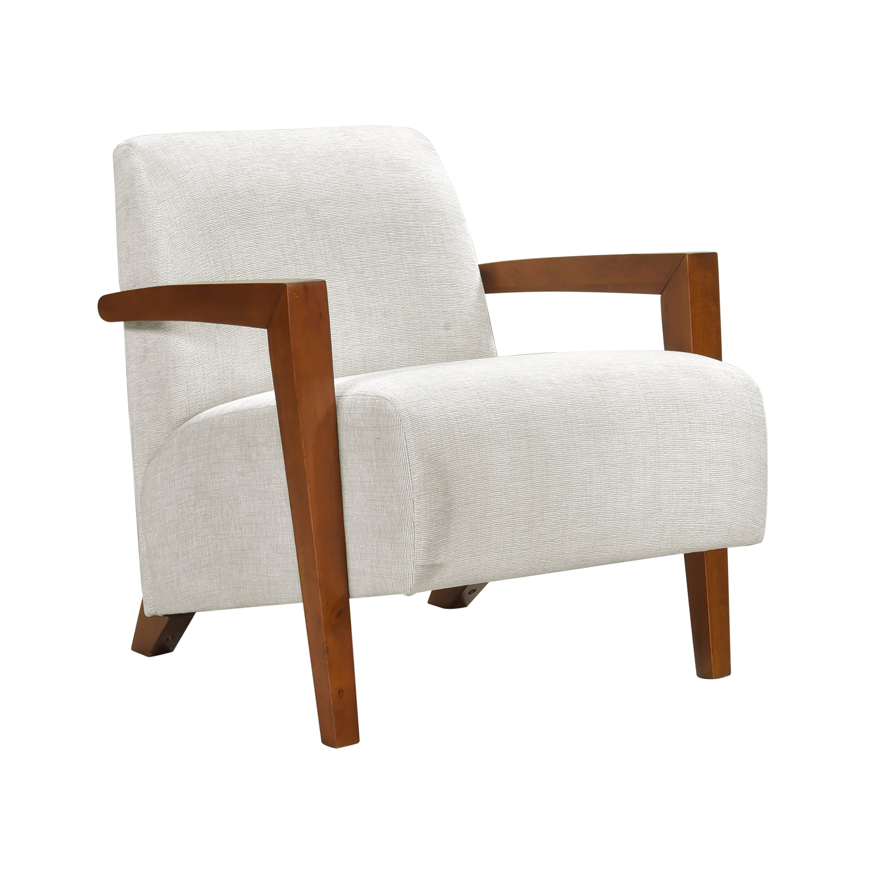 Ultra-Modern Accent Chair Beige Fabric Foam Seat Cushion Solid Wood Luxury Living Room Furniture 1pc