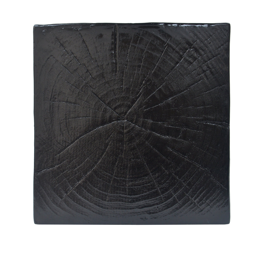Wood-Look Square-Column MGO End Table,  H27.75',Wood-Like Distressed Finish, Mix with Different Heights, Indoor Outdoor Use,Black Color
