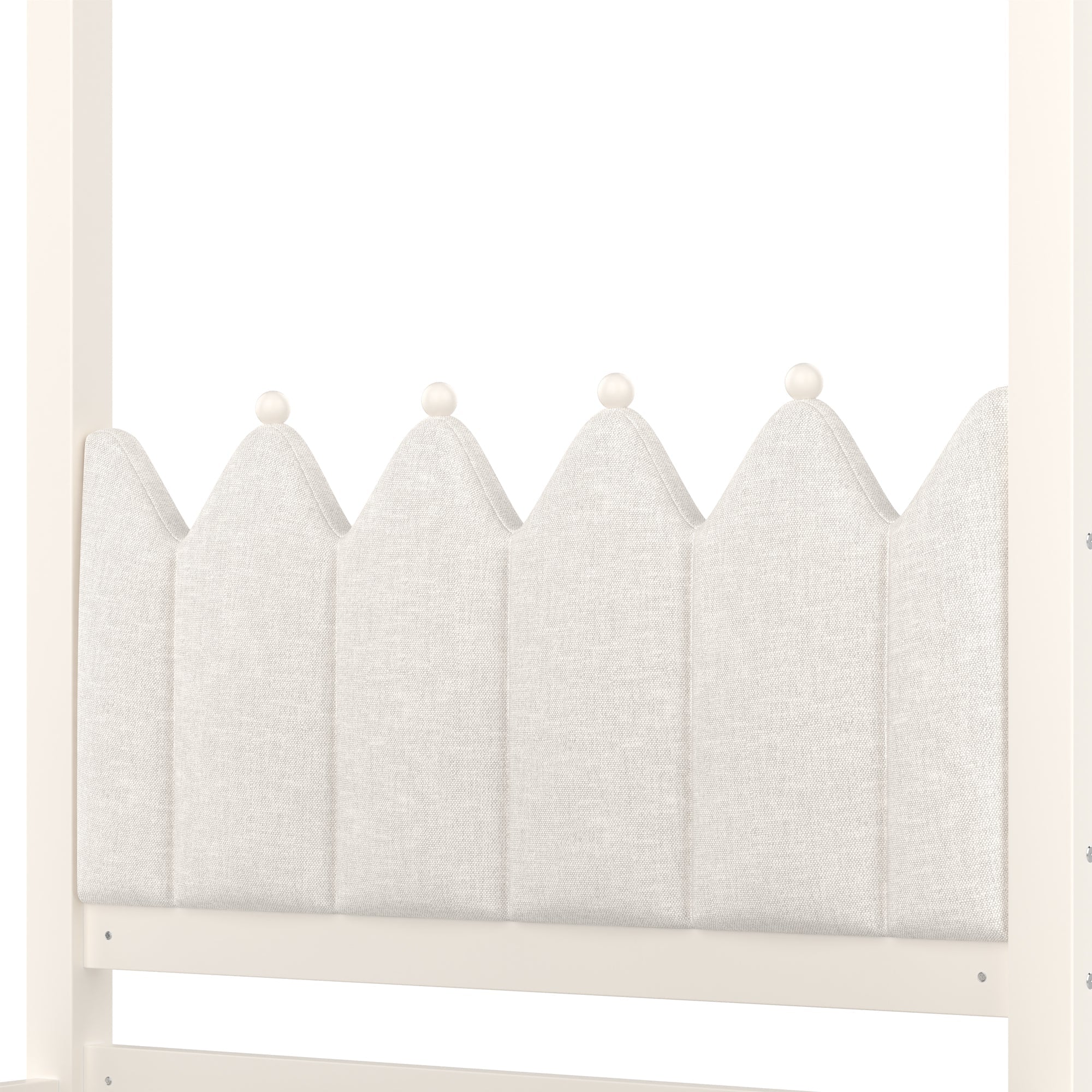 Twin Platform Bed with Upholstered Headboard,Twin Size Trundle and 3 Drawers,Princess Canopy Bed Frame for Kids,Storage & Easy Assembly,Beige