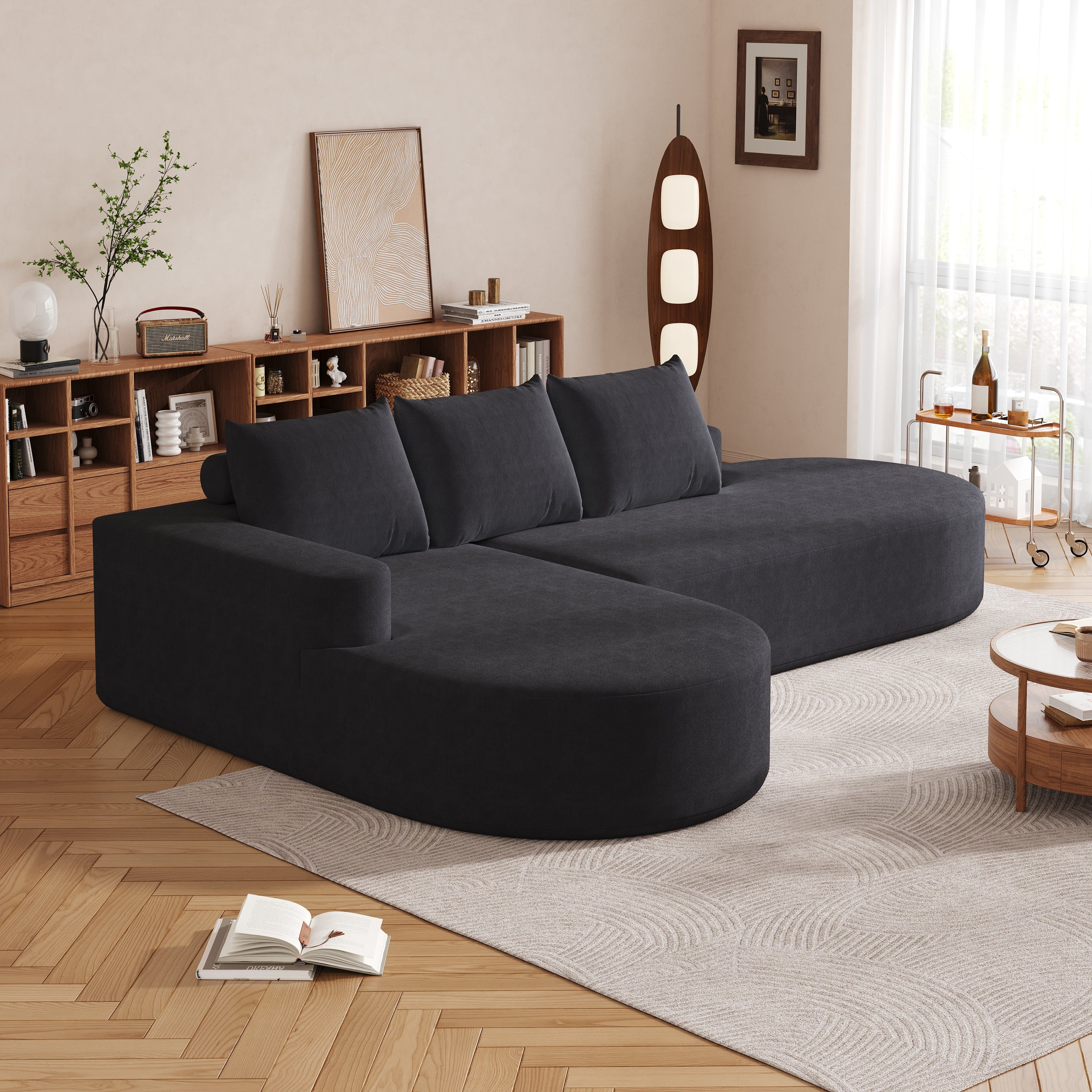 Modern Curved sofa ,Chenille Upholstered Sectional Sofa Couch Set,Modular 108.5' L Shaped Sectional Living Room Sofa Set With 3 Pillows,Free Combination Sofa Couch for Living Room,Bedroom