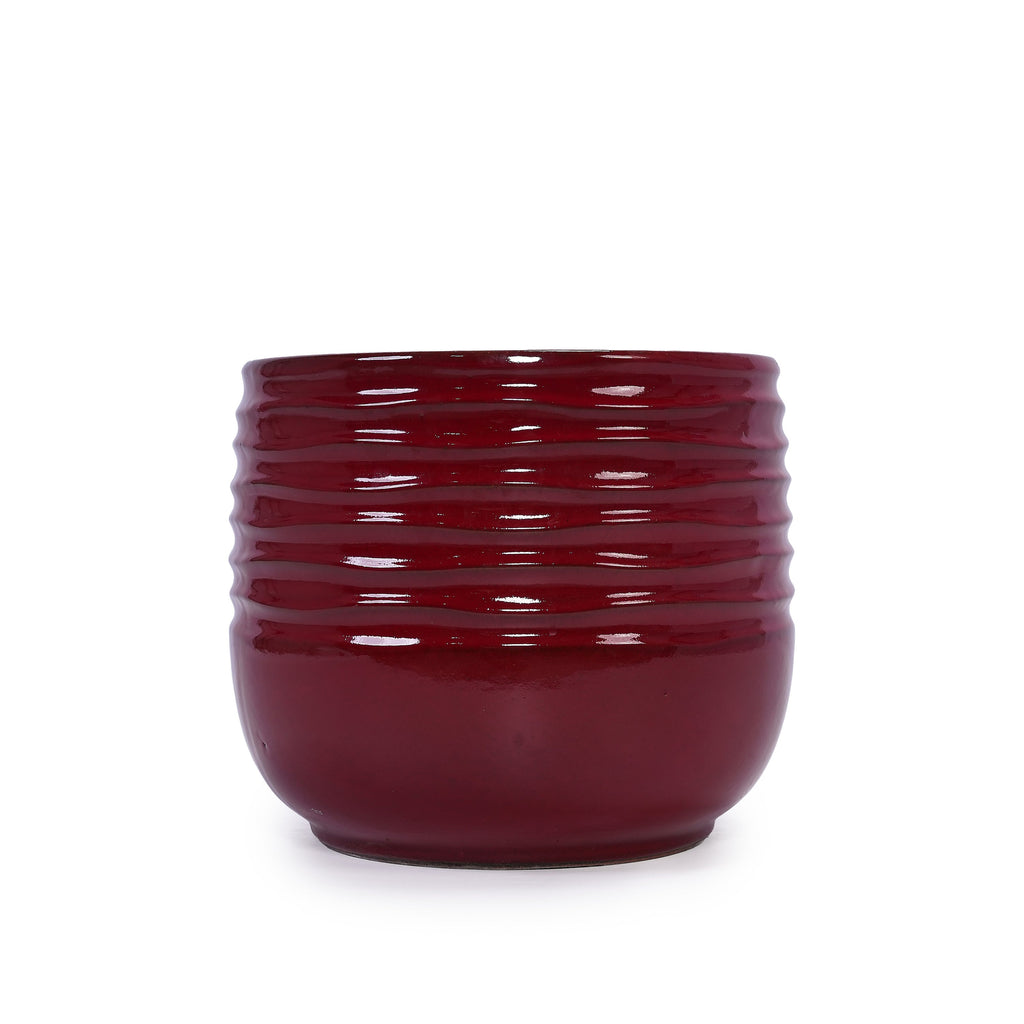 3 Pieces Ceramic Flowerpot, Modern Planter for Patio, Garden or Windowsills - Bean Paste Red