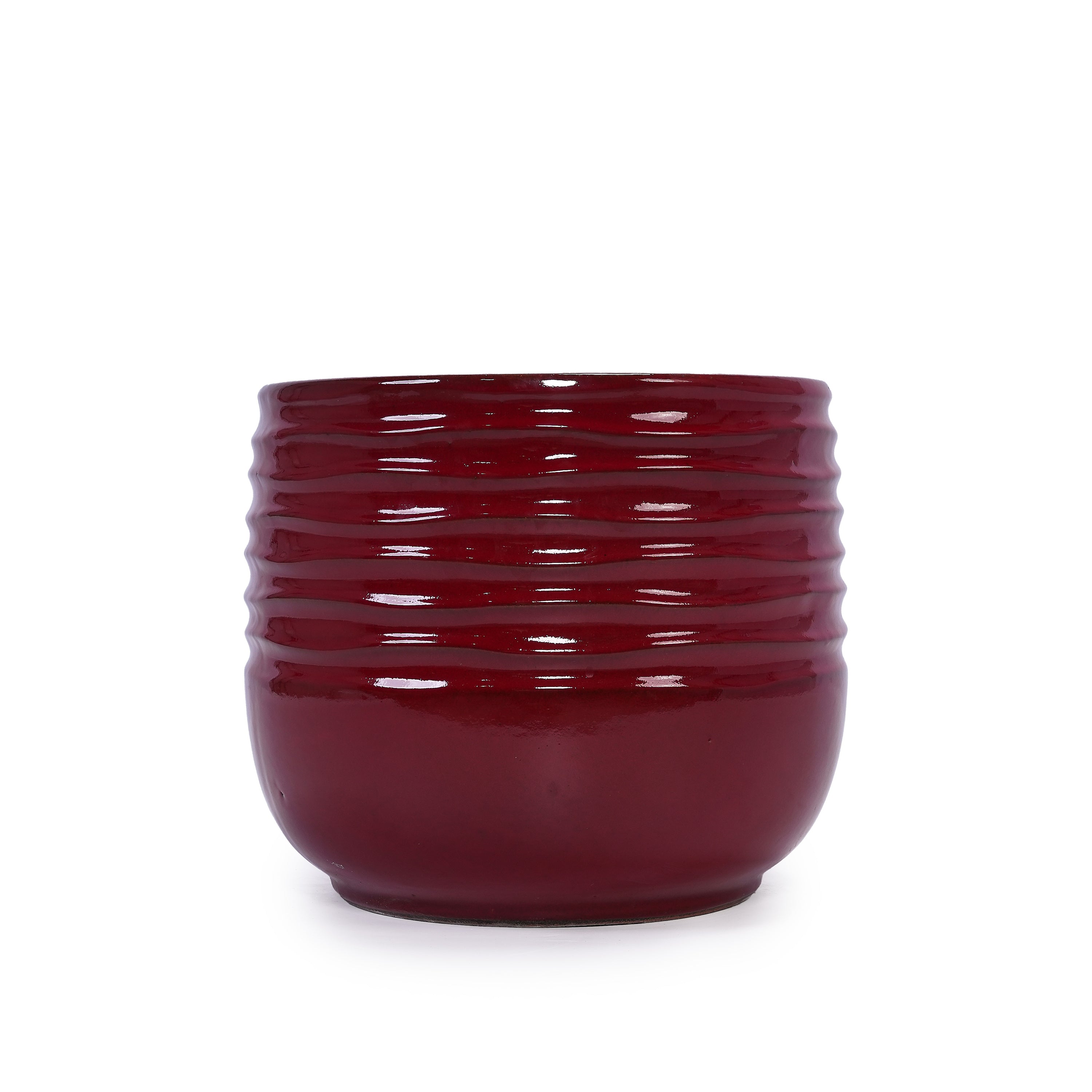 3 Pieces Ceramic Flowerpot, Modern Planter for Patio, Garden or Windowsills - Bean Paste Red
