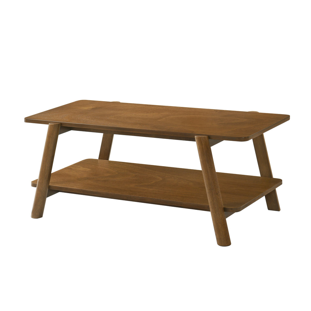 Metz Mid-Century Modern Wood Shelf Coffee Table, Walnut Finish