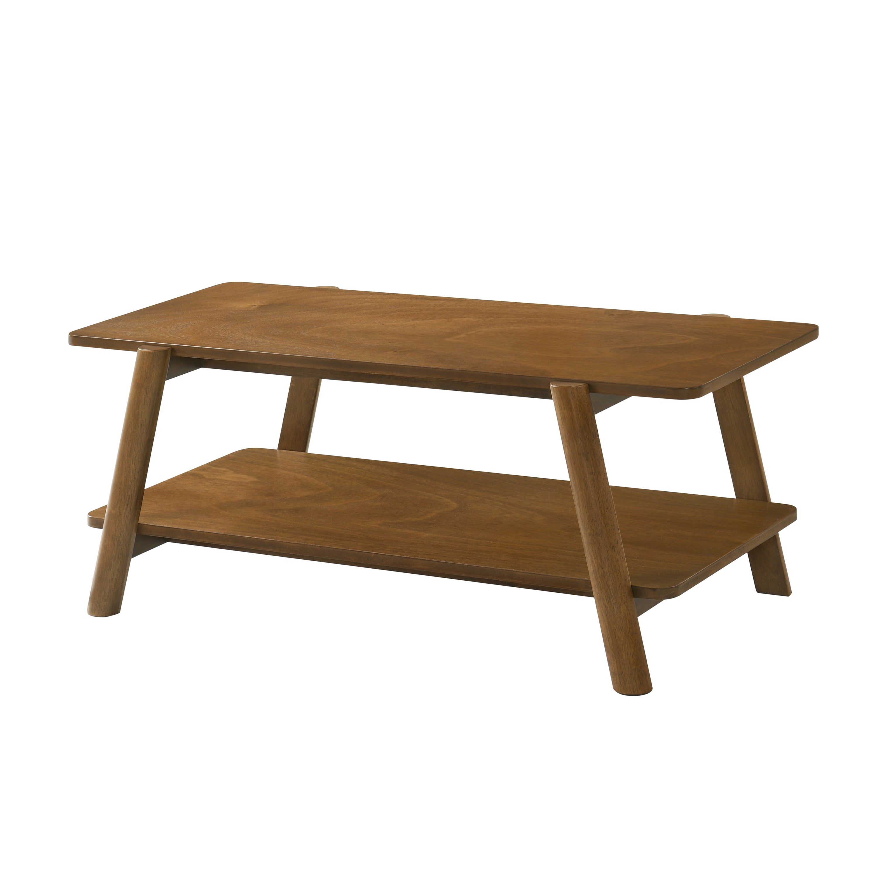 Metz Mid-Century Modern Wood Shelf Coffee Table, Walnut Finish