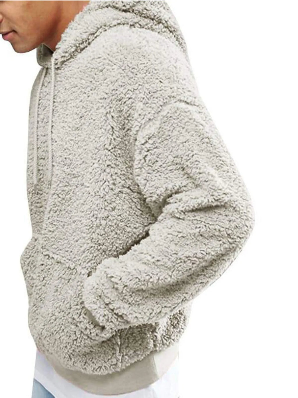 Drawstring Sherpa Fleece Long Sleeve Hoodie Plus Size