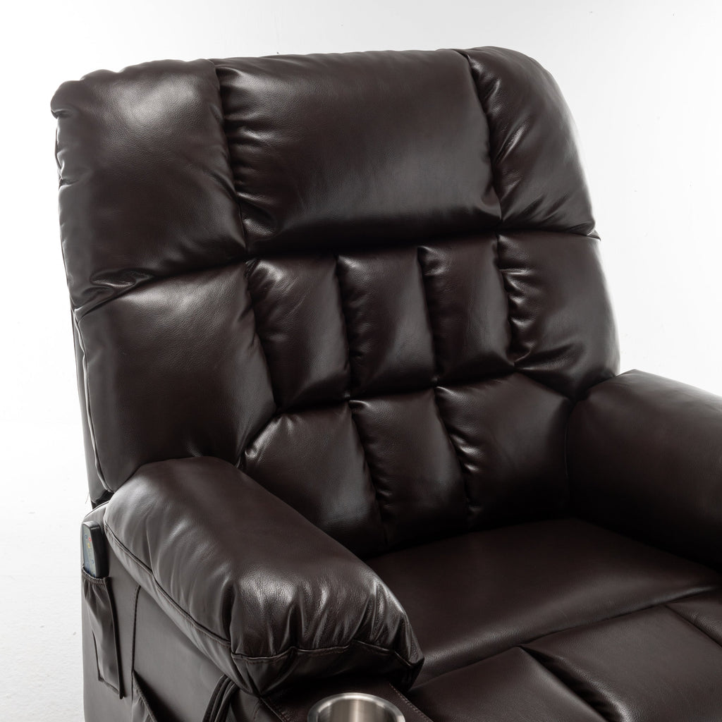 Lift Chair for Big and Tall Person with Inconvenient Legs: High Density Foam Lift Sofa with Heat and Massage, 2 Pockets, 2 Cup Holder, 2 Remote, OKIN Motor