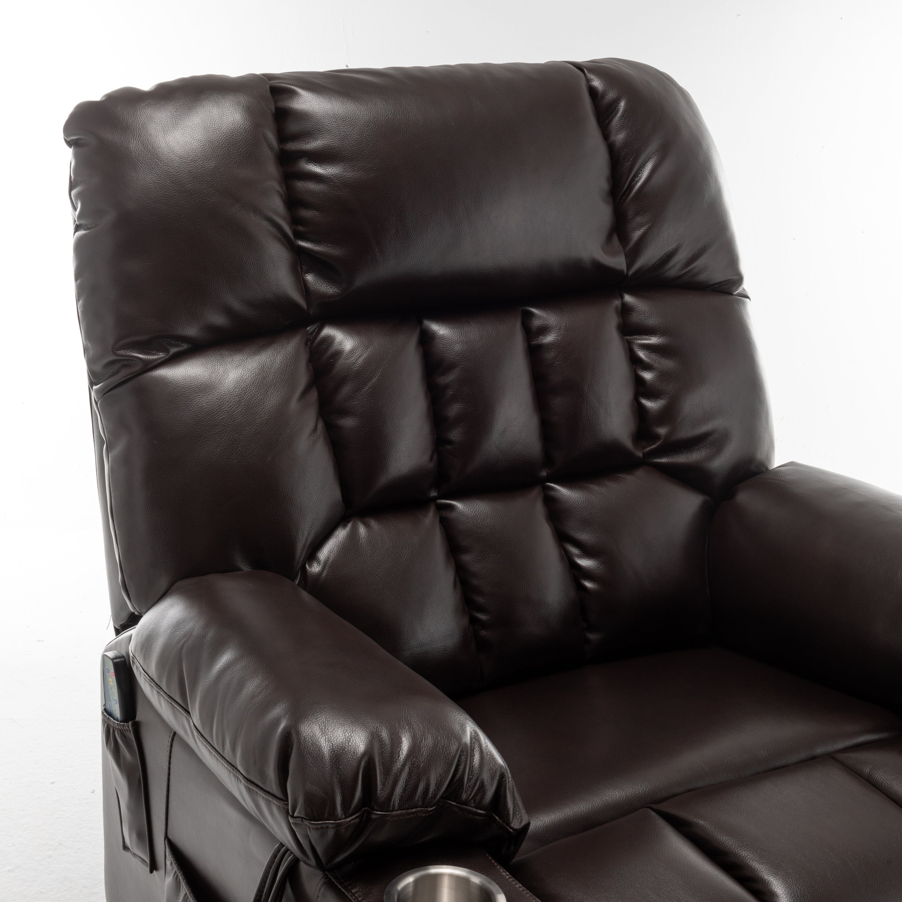 Lift Chair for Big and Tall Person with Inconvenient Legs: High Density Foam Lift Sofa with Heat and Massage, 2 Pockets, 2 Cup Holder, 2 Remote, OKIN Motor