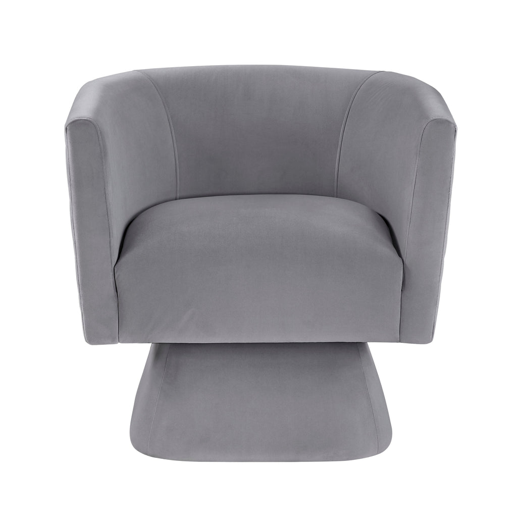1pc Swivel Chair Gray Velvet Fabric Upholstery Solid wood Diamond Pattern Stitched Back Comfort Chair Living Room Furniture