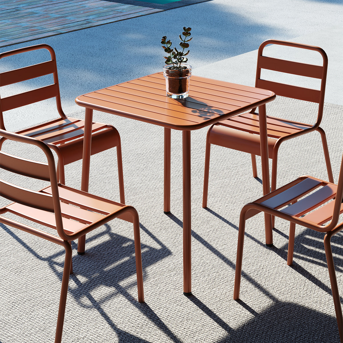 Sera square table outdoor (red)courtyard table villa open air dining table waterproof table retro American modern simple balcony table coffee table