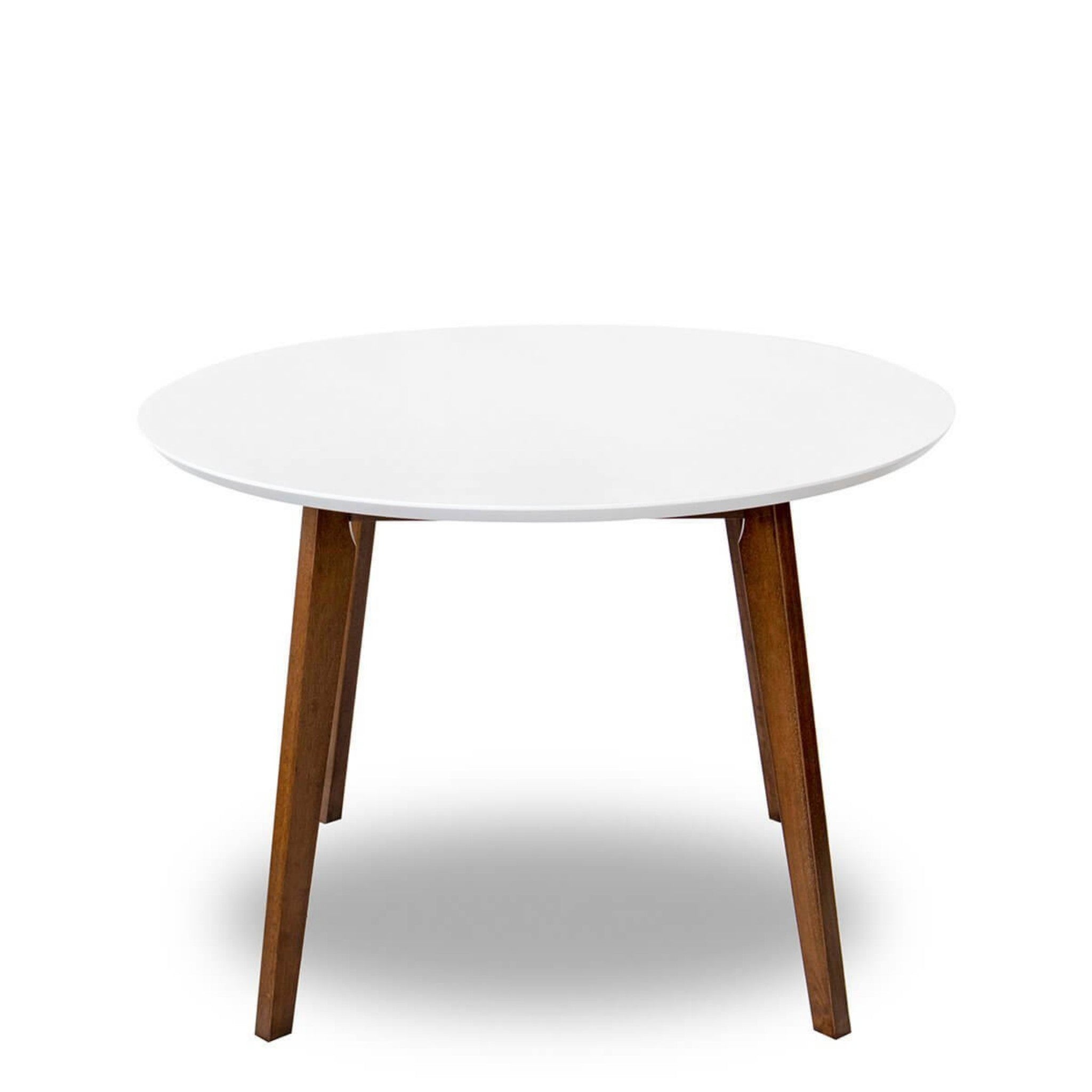Alina Contemporary Dining Table with Smooth White Finish and Solid Wood Base 43' Diameter X 29.5' H Kitchen Dining Room Circle Dinner Pedestal Table