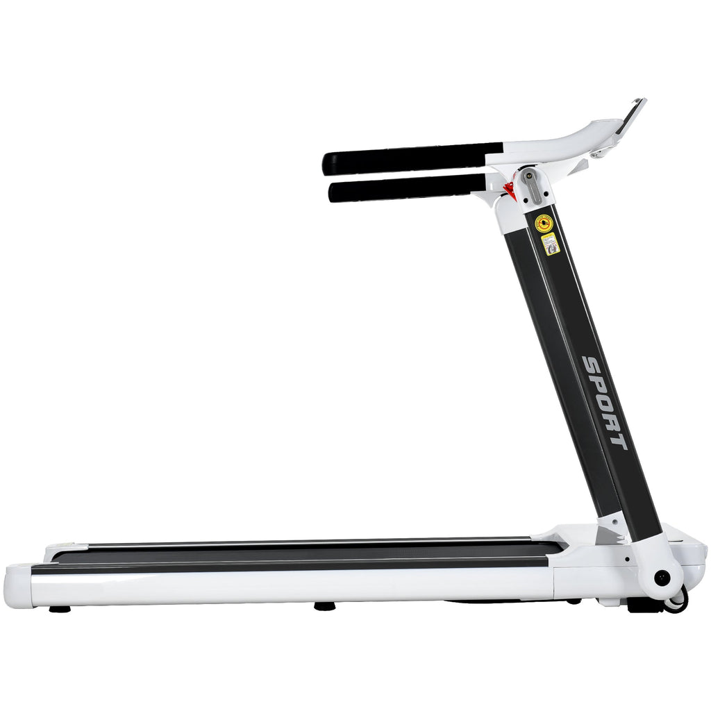 FITIME Portable Compact Treadmill with Electric Motorized 3.5HP, Bluetooth Speaker, White Metal, Medium Size