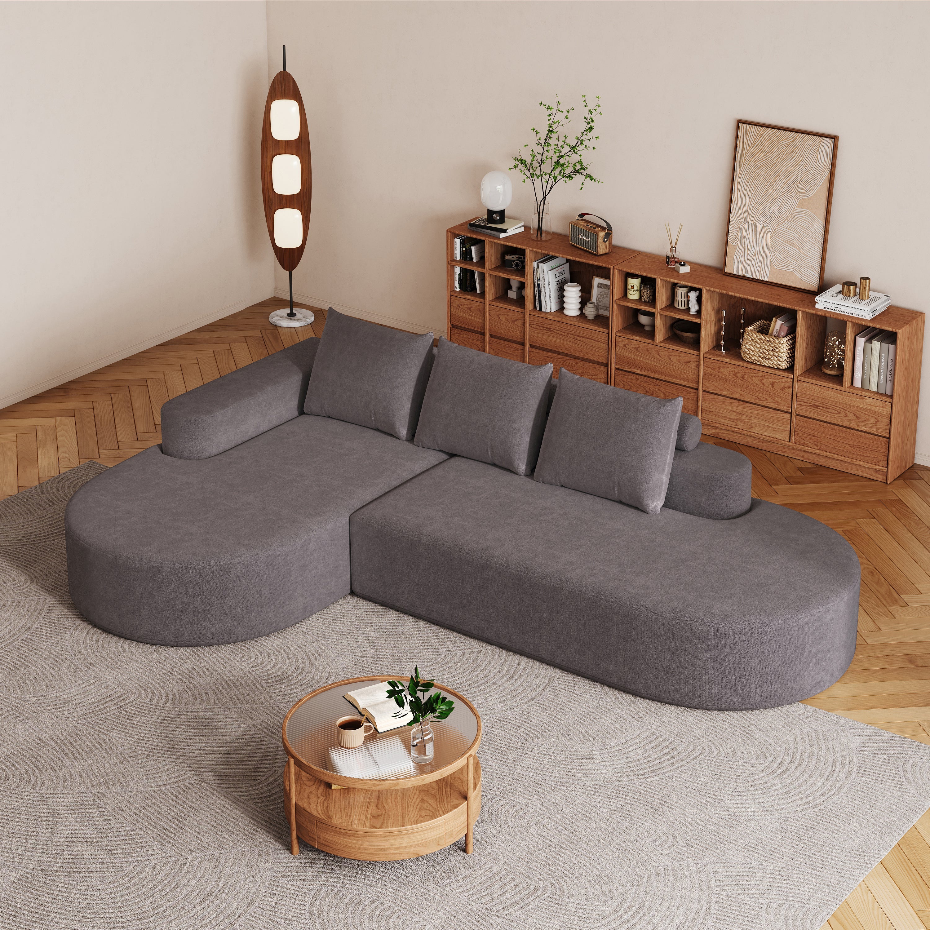 Modern Curved sofa ,Chenille Upholstered Sectional Sofa Couch Set,Modular 108.5' L Shaped Sectional Living Room Sofa Set With 3 Pillows,Free Combination Sofa Couch for Living Room,Bedroom
