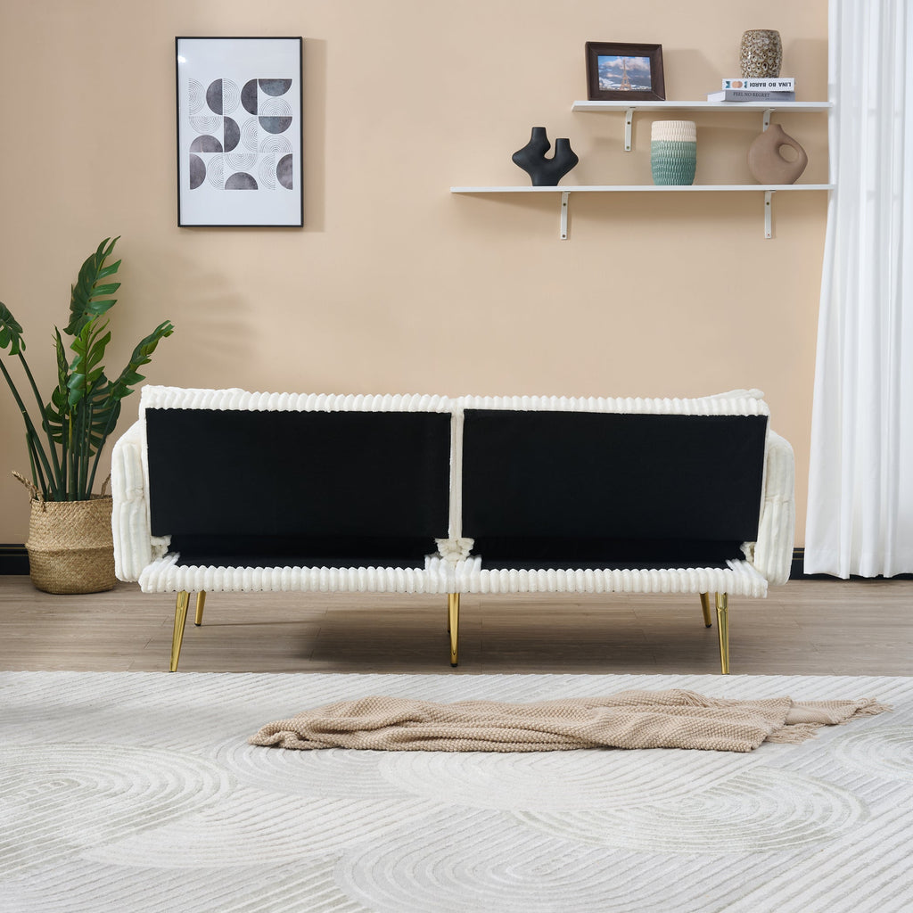 Corduroy Foldable Double Sofa Bed with Folding Armrests for Living Rooms and Small Spaces, 79 Inch