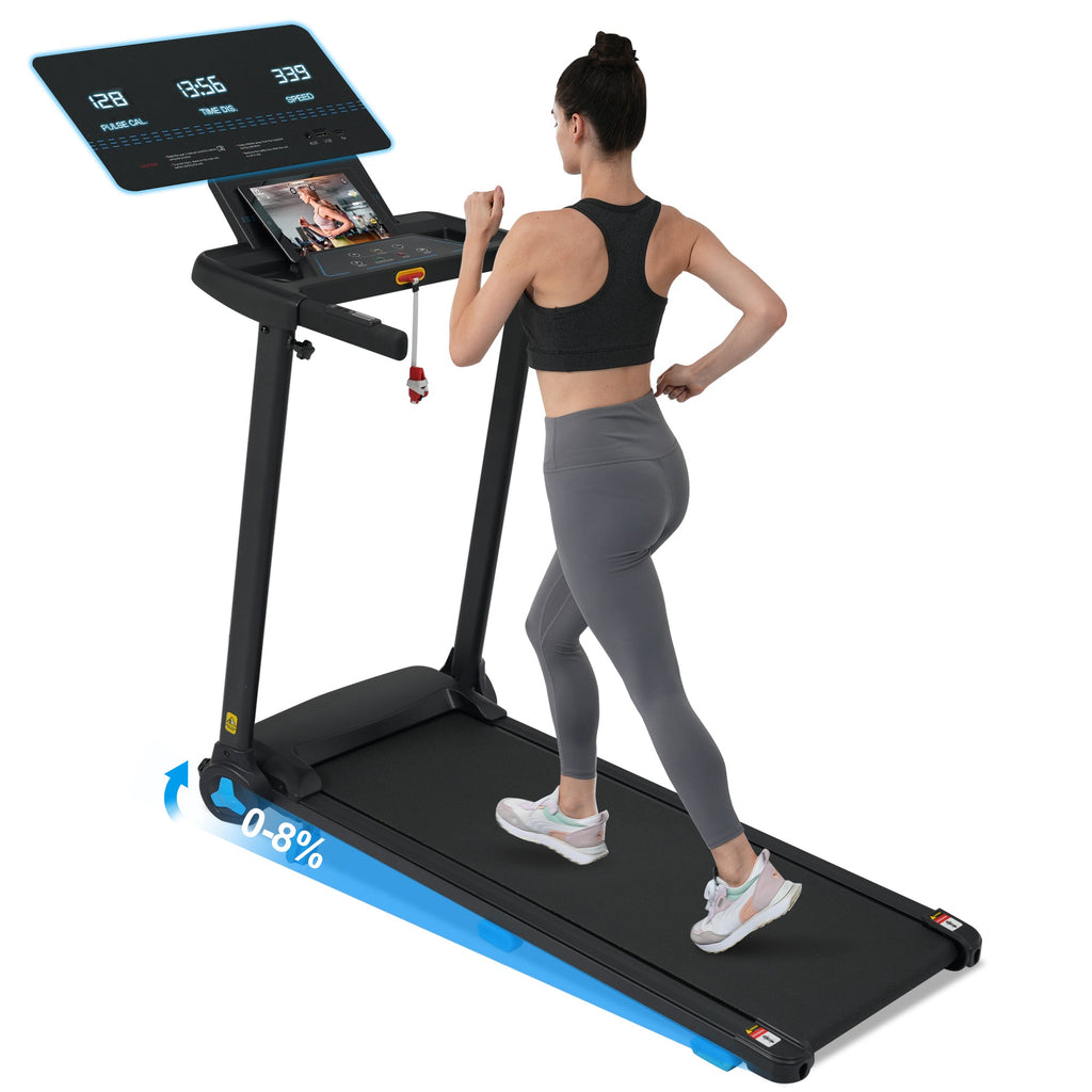 Folding Treadmills for Home Small, 3.0HP Portable Treadmill with 8% Incline,10MPH Walking Pad with Incline, 300 LBS Walking Pad Treadmills with Bluetooth, Heart Rate Sensors,Charge Station