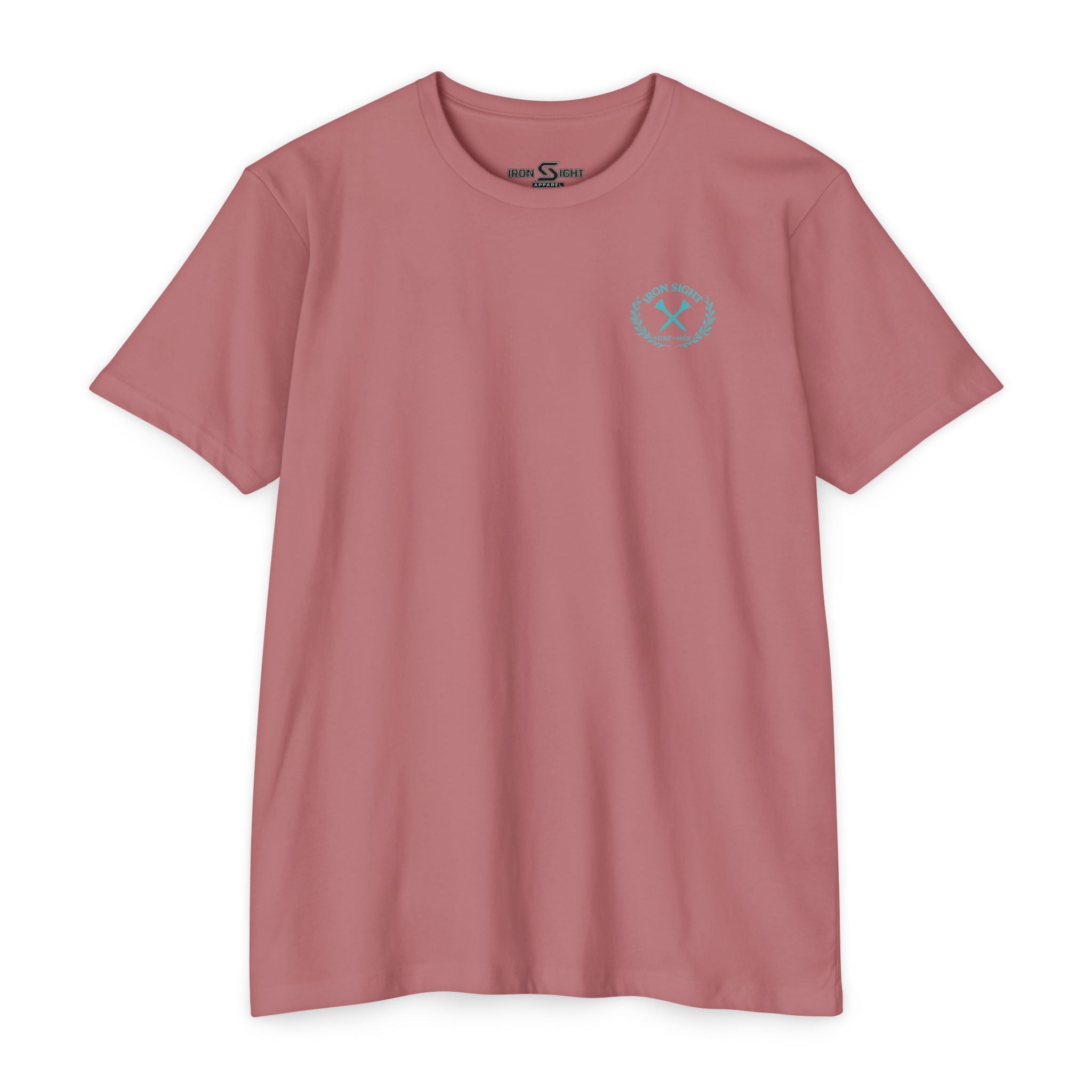 Beachfront Golf Club Stamp T-Shirt — Female Golfer Tropical Iron Sight Design