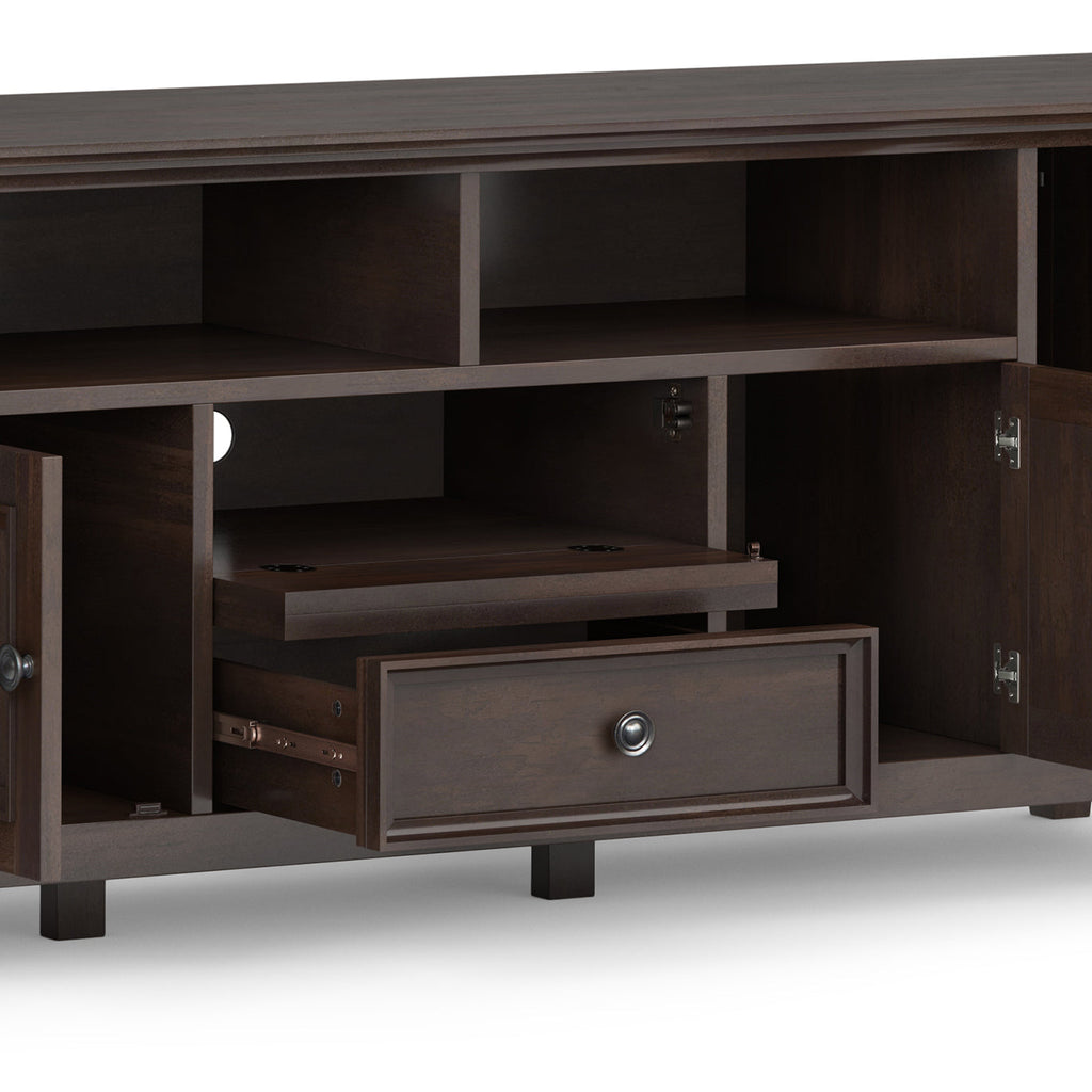 Amherst 72 inch Solid Wood TV Media Stand in Brunette Brown