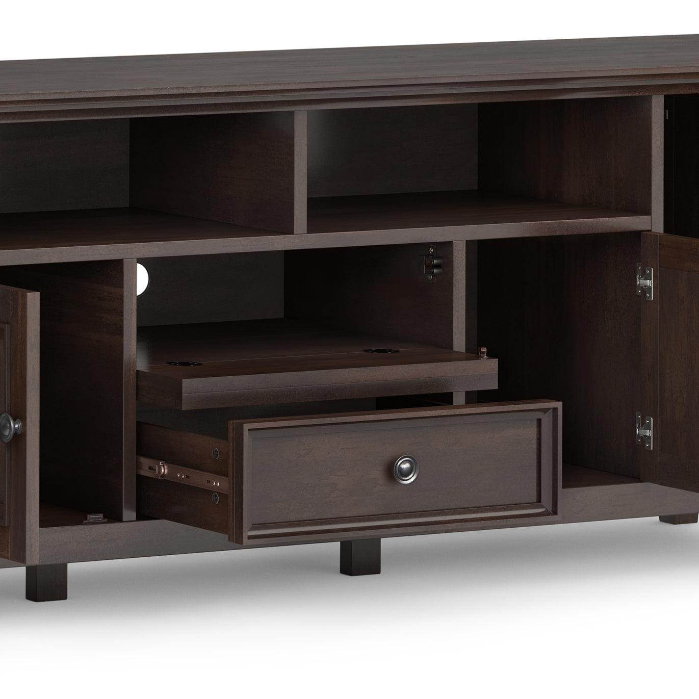 Amherst 72 inch Solid Wood TV Media Stand in Brunette Brown
