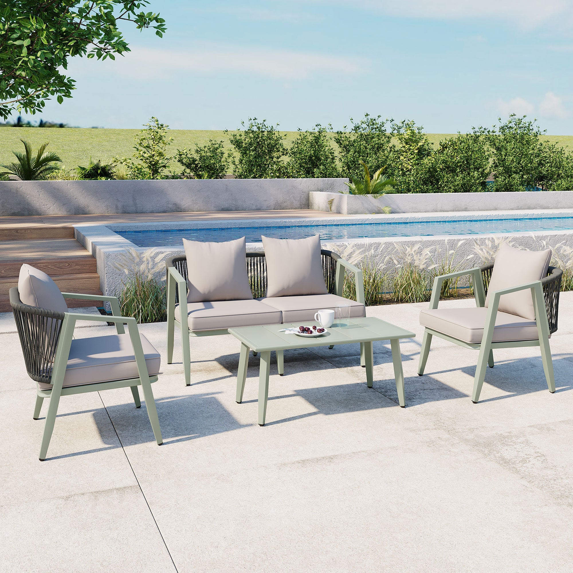 U_STYLE Durable and Comfortable Outdoor Seating Set,Suitable for Patios, Lawns, and Poolsides