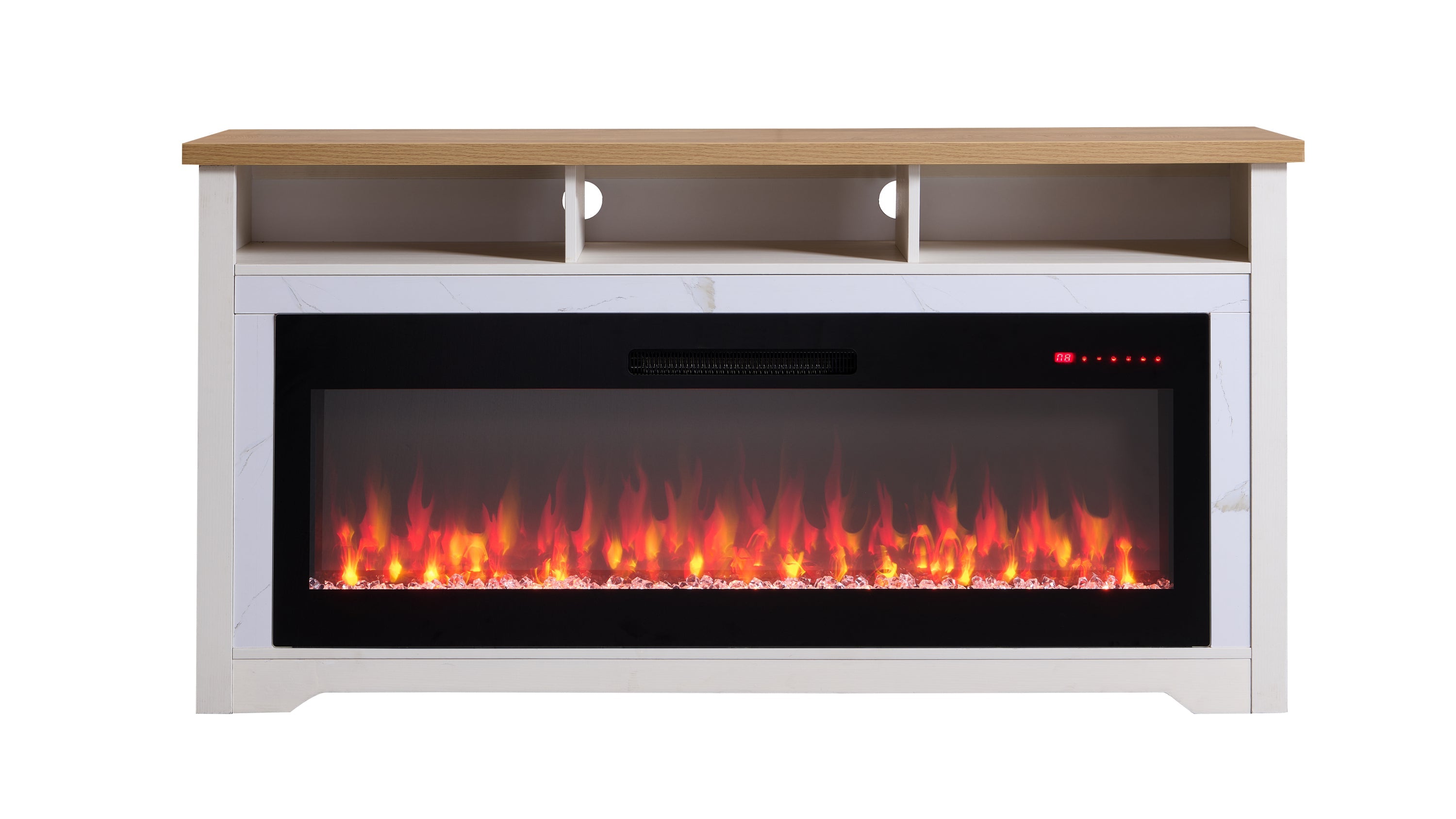 70 inch Fireplace TV Stand for TVs up to 70',with 60'smart Electric Fireplace,white