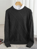 Diamond Pattern Long Sleeve Sweater Plus Size