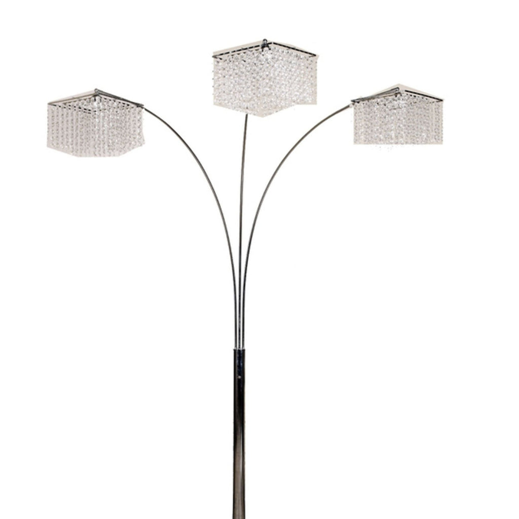 84' Tall Metal Floor Lamp with 3 Crystal Shaded Arches
