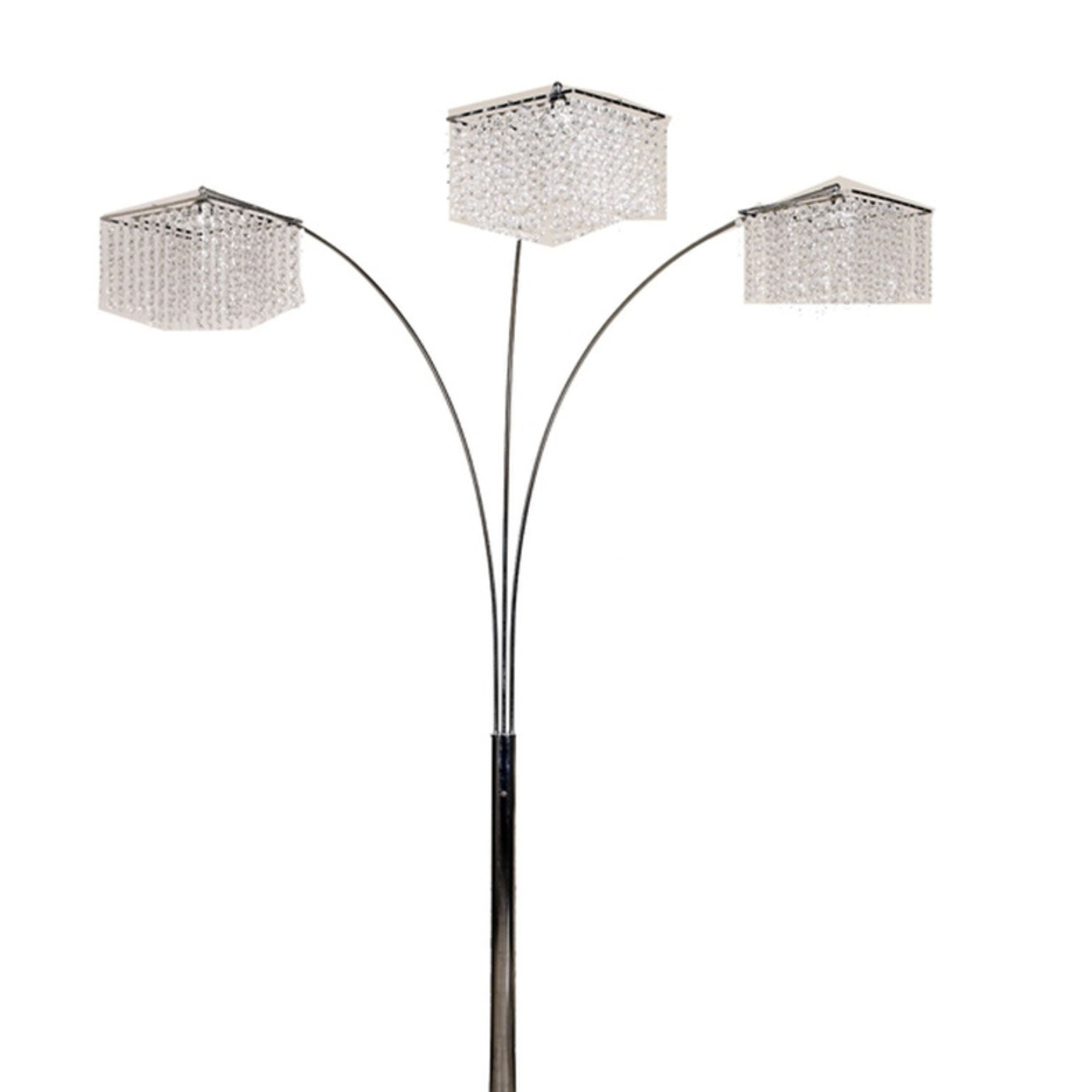84' Tall Metal Floor Lamp with 3 Crystal Shaded Arches