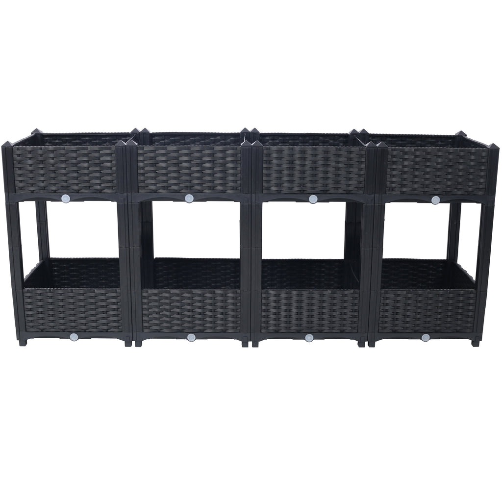 Planter Raised Beds - Elevated Planter Garden Box with Drainage Plug Raised Garden Beds for Vegetable/Flower/Herb Outdoor Standing Planter Beds Gardening Kit,Black,63'x15.7'x27.7'