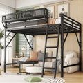 Full Size Loft Bed with Ladder, Metal Full Loft Bed with Storage Shelves, High Loft Bed for Kids Teens, Black(Expect Arrival Date 2025/11/26, Old SKU W2580P353531)