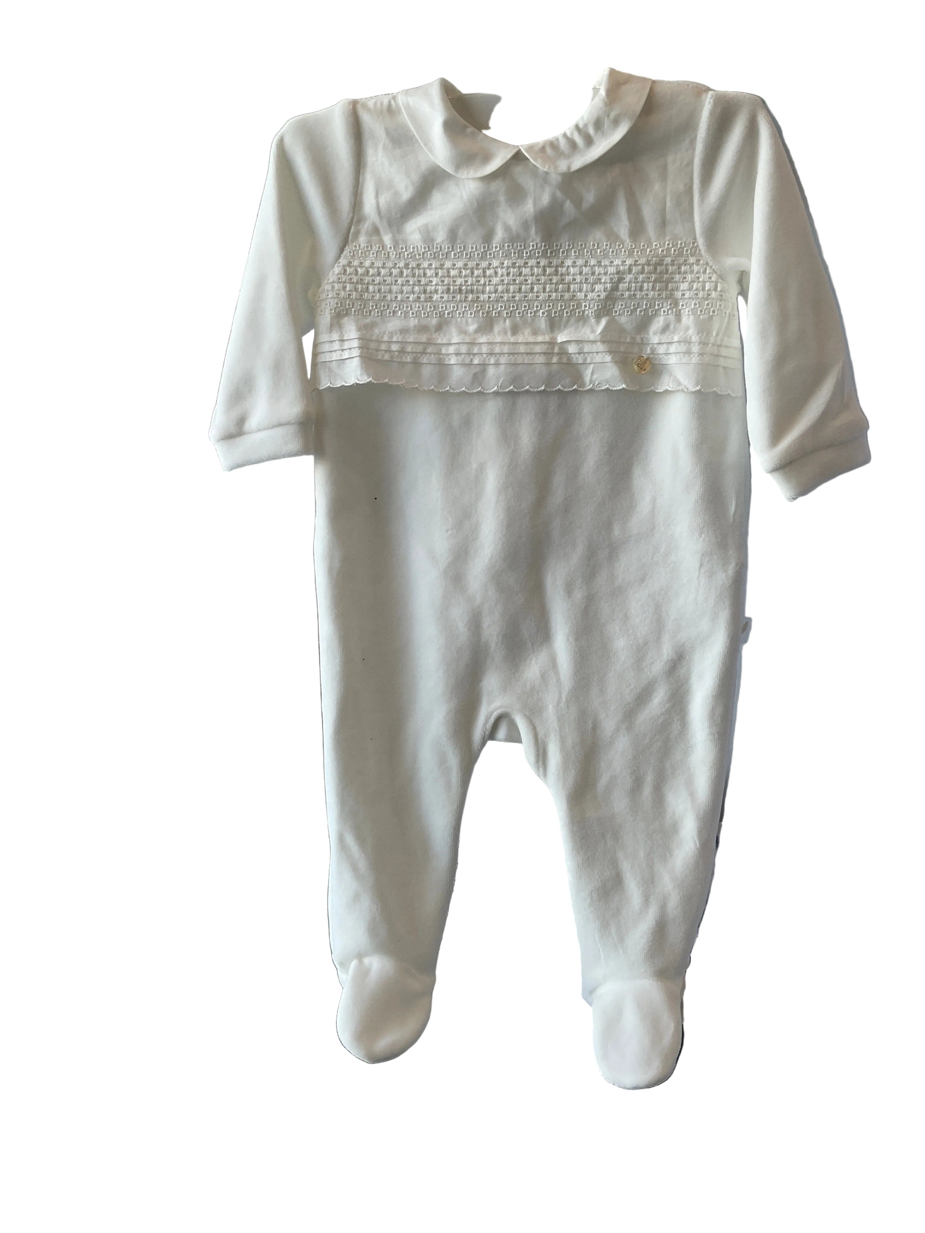 Purete - Baby Footie with Collar, White