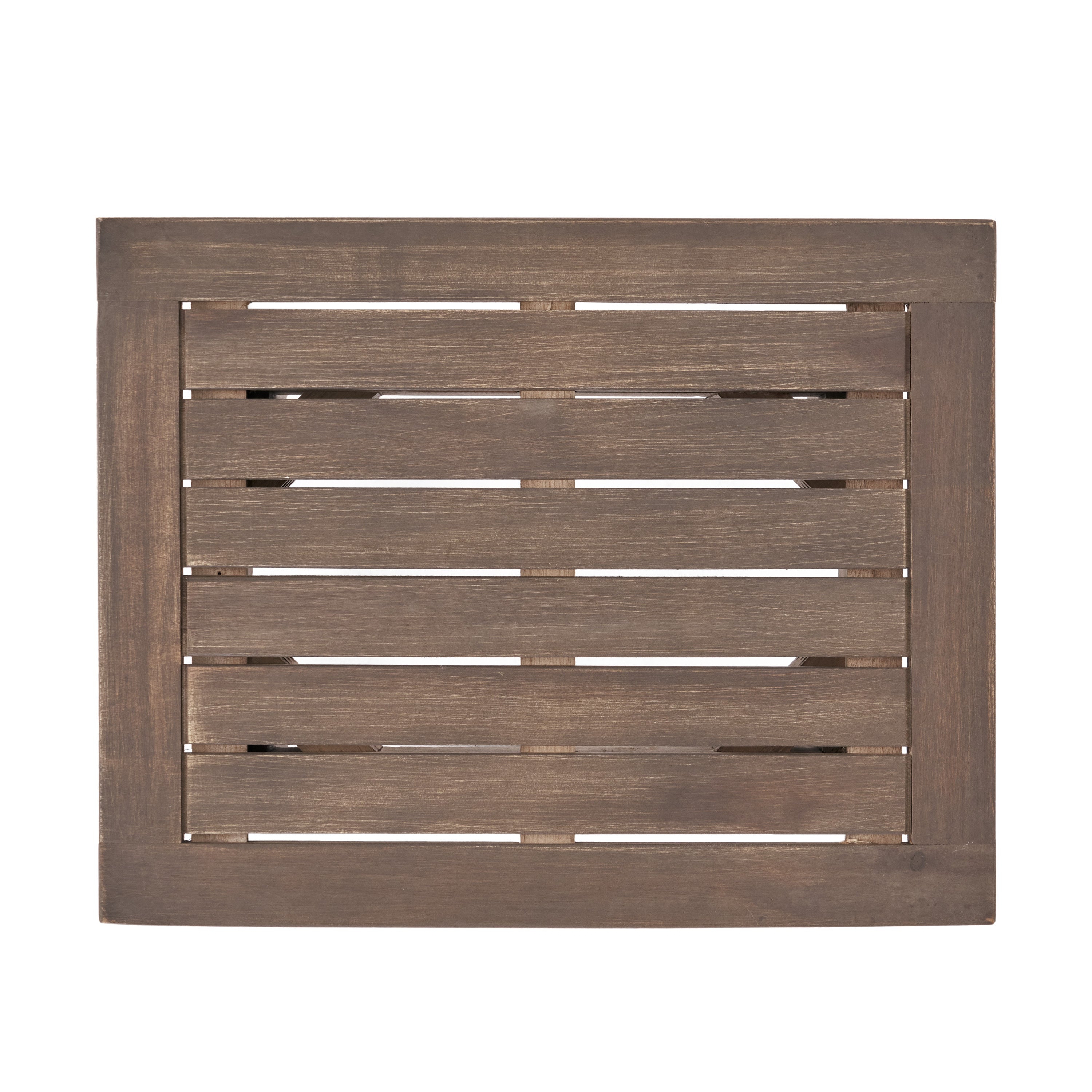 Kinesis Outdoor Side Table with Slatted Top and Wood Frame, Grey
