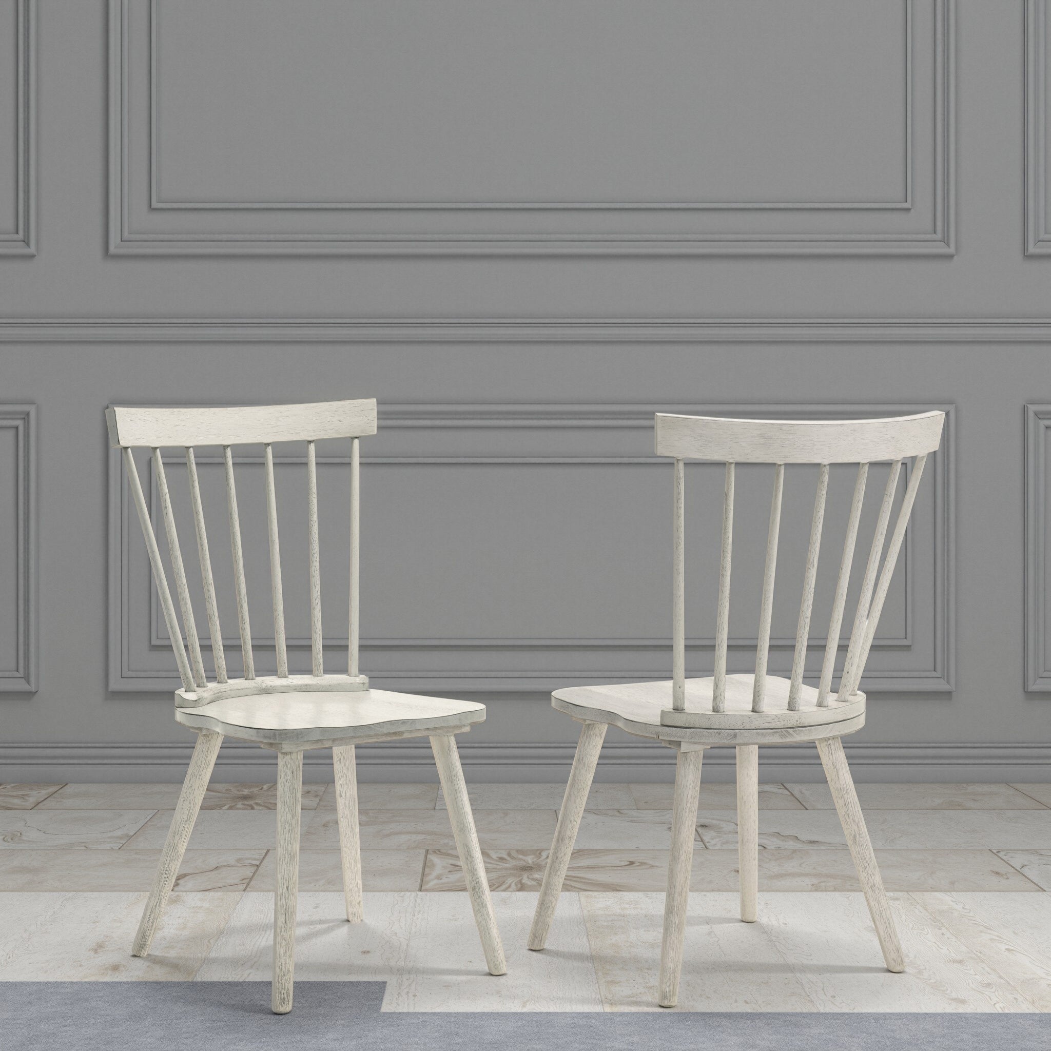 2-Piece Rustic Dining Side Chair Set, Solid Wood Frame, Farmhouse Modern Design, Easy Assembly