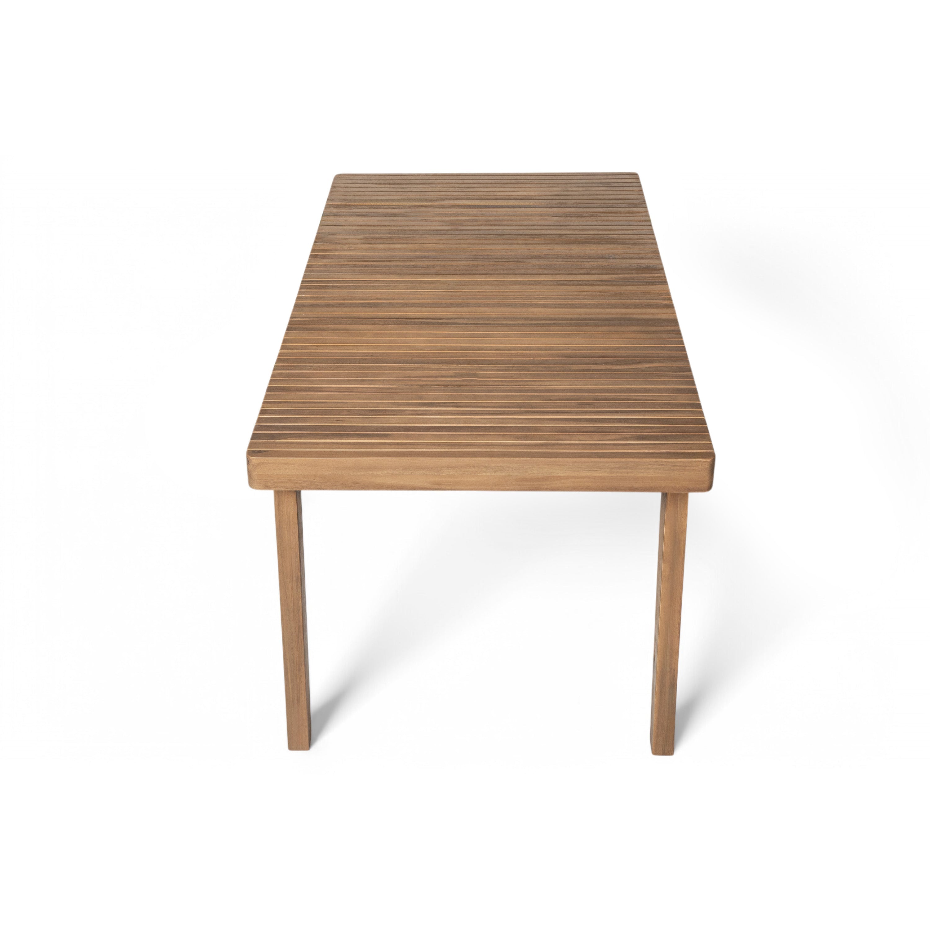 69' Acacia Wood Outdoor Dining Table with Slatted Top, 300 lbs Weight Capacity, Ideal for Patio & Garden Gatherings, Brown
