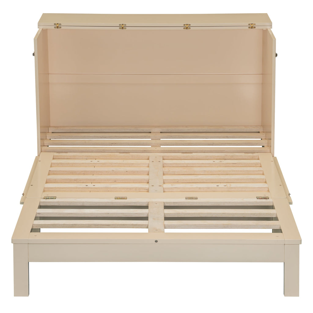 Full Size Murphy Bed with Large Drawers, Gold