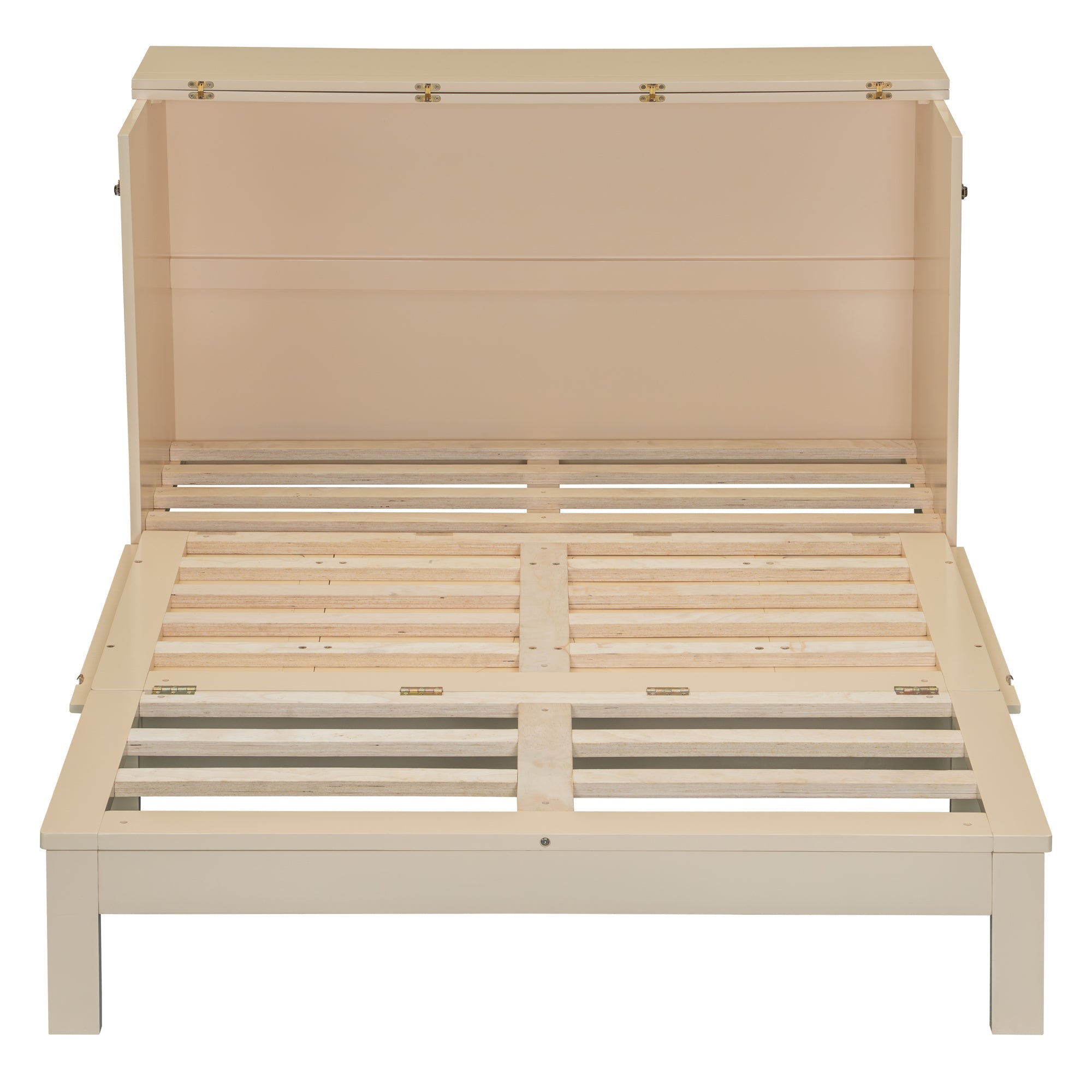 Full Size Murphy Bed with Large Drawers, Gold