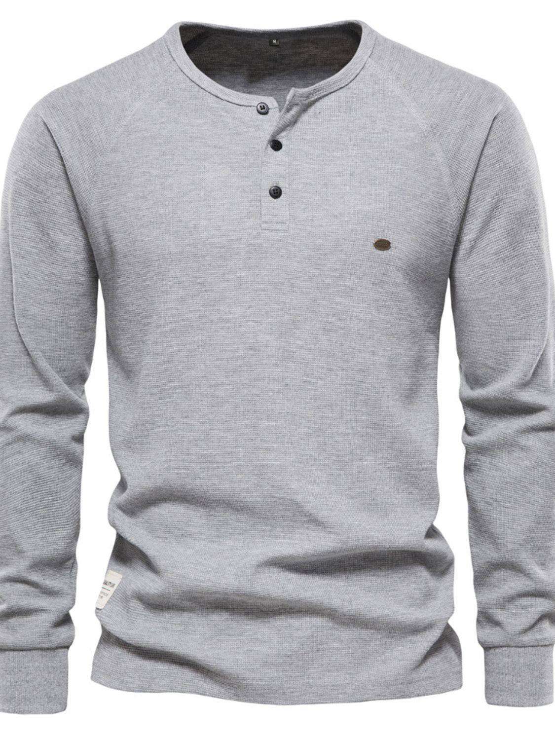 Waffle-Knit Long Sleeve T-Shirt