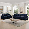 Classic 2 Piece Modular Couch Living Room Sofa Set with Flared Arms and Removable Ruffles Pleats Skirts and Spindle Legs, 3 Seater Sofa + 2-Seat Loveseat Sofa Sets for Living Room, Blue
