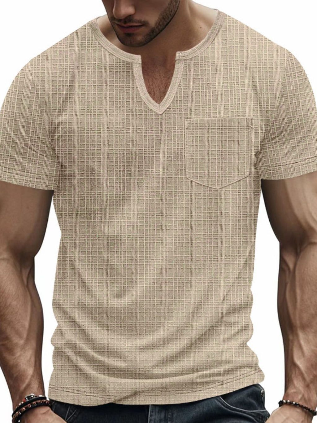 Notched Short Sleeve T-Shirt