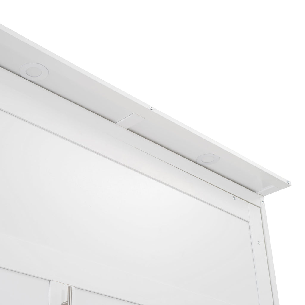 Queen Size Murphy Bed Wall Bed with Shelves, Drawers and LED Lights,White(OLD SKU:LP000566AAK-1)