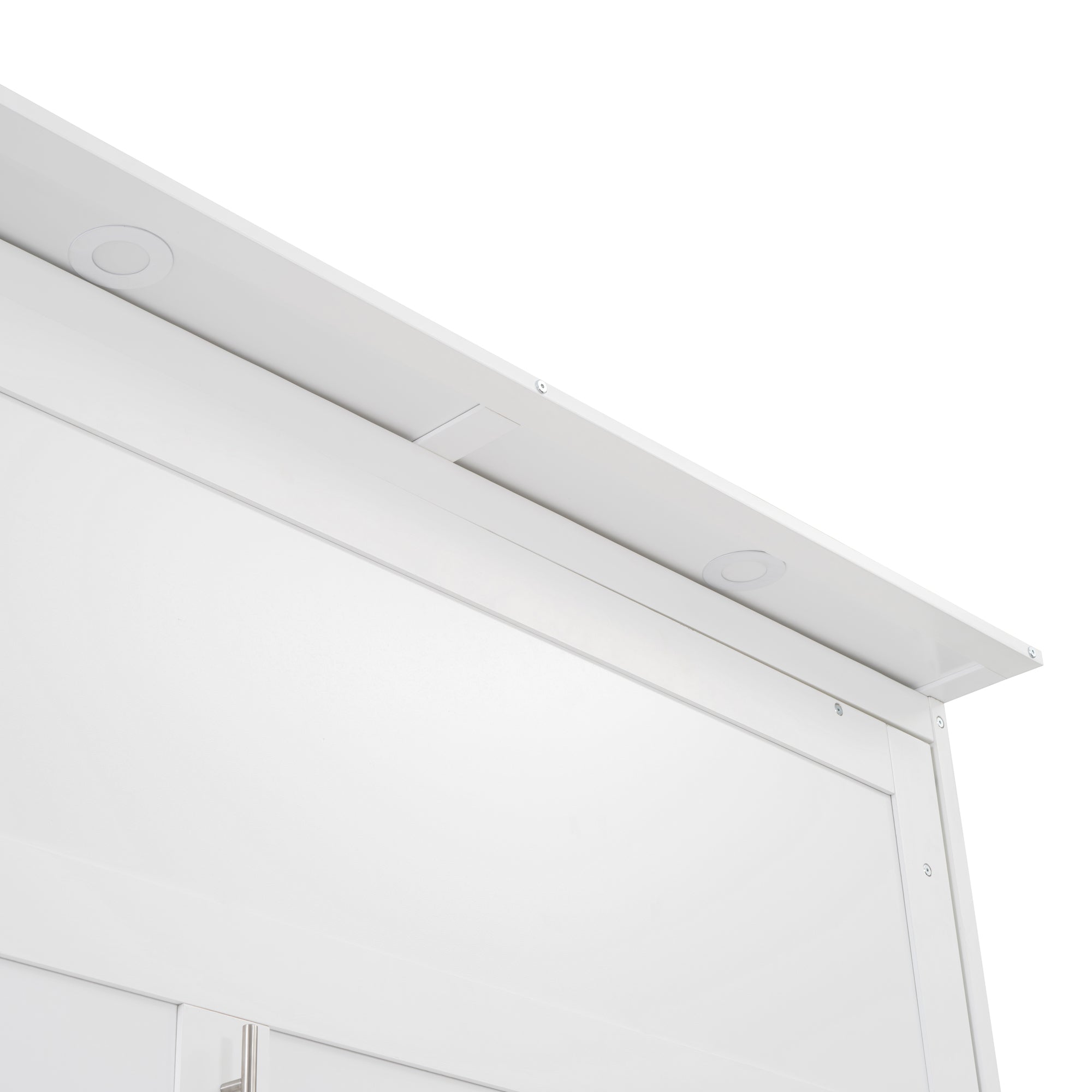Queen Size Murphy Bed Wall Bed with Shelves, Drawers and LED Lights,White(OLD SKU:LP000566AAK-1)
