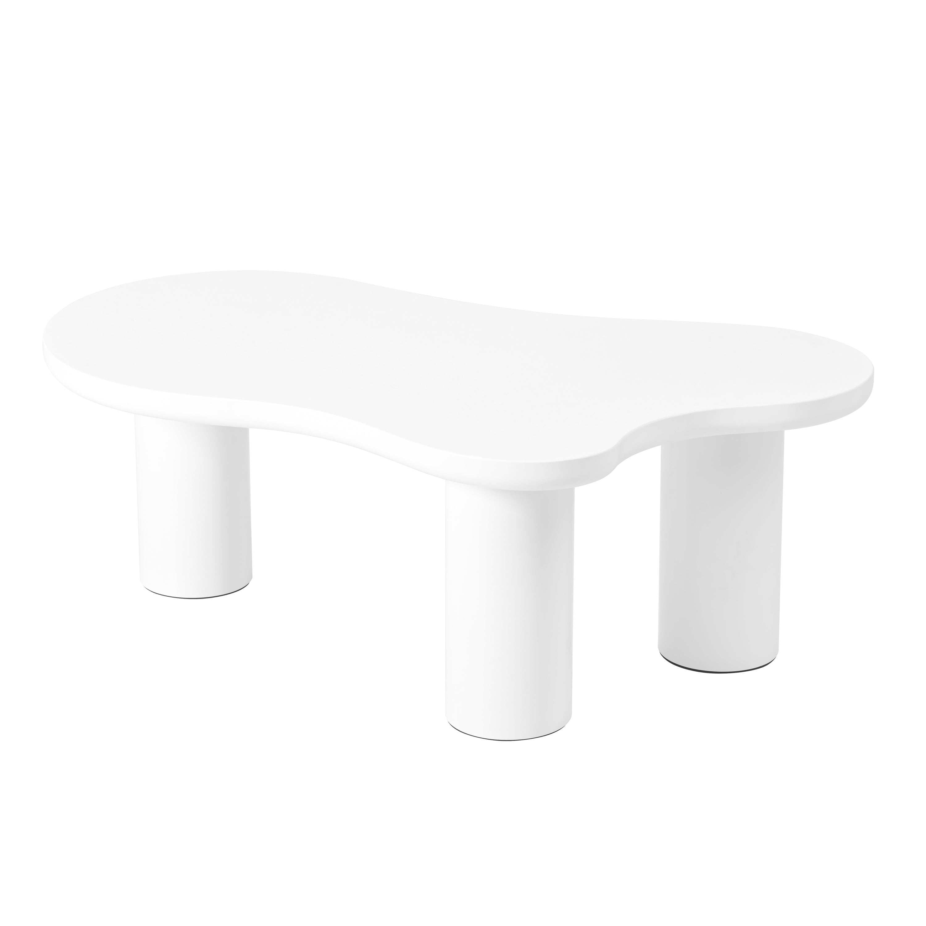 ON-TREND 44'' x 25.9'' Easy Assembly Cloud Coffee Table with 1.5'' Thick Tabletop, Cream Style Irregular End Table with 3 Sturdy Legs, Sleek Center Table with Round Edge for Living Room, White