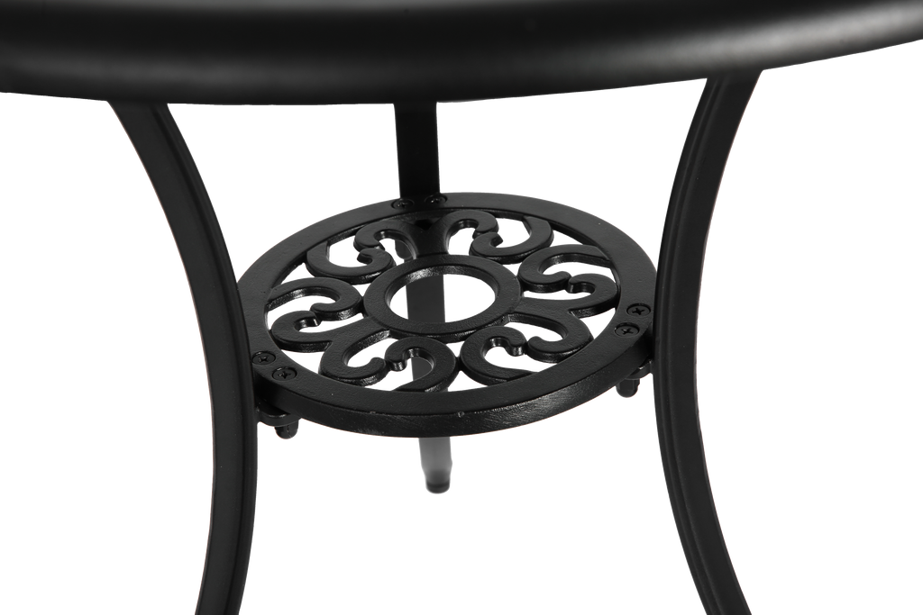 3 Piece Patio Bistro Set Cast Aluminum Bistro Table and Chairs Set of 2 with Umbrella Hole,All Weather Metal Bistro Table Set,Outdoor Patio Furniture Set for Garden Black