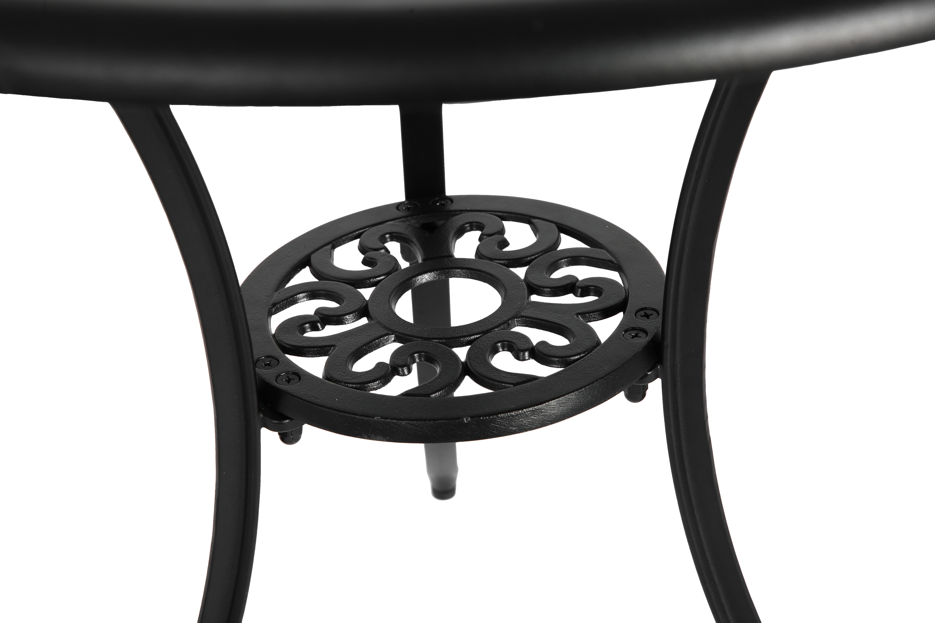 3 Piece Patio Bistro Set Cast Aluminum Bistro Table and Chairs Set of 2 with Umbrella Hole,All Weather Metal Bistro Table Set,Outdoor Patio Furniture Set for Garden Black