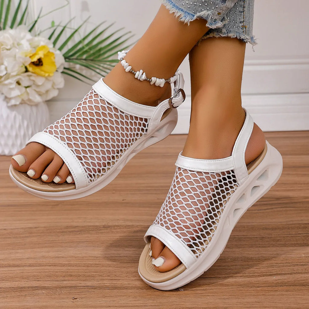 Woven Mesh Comfort Platform Sandals