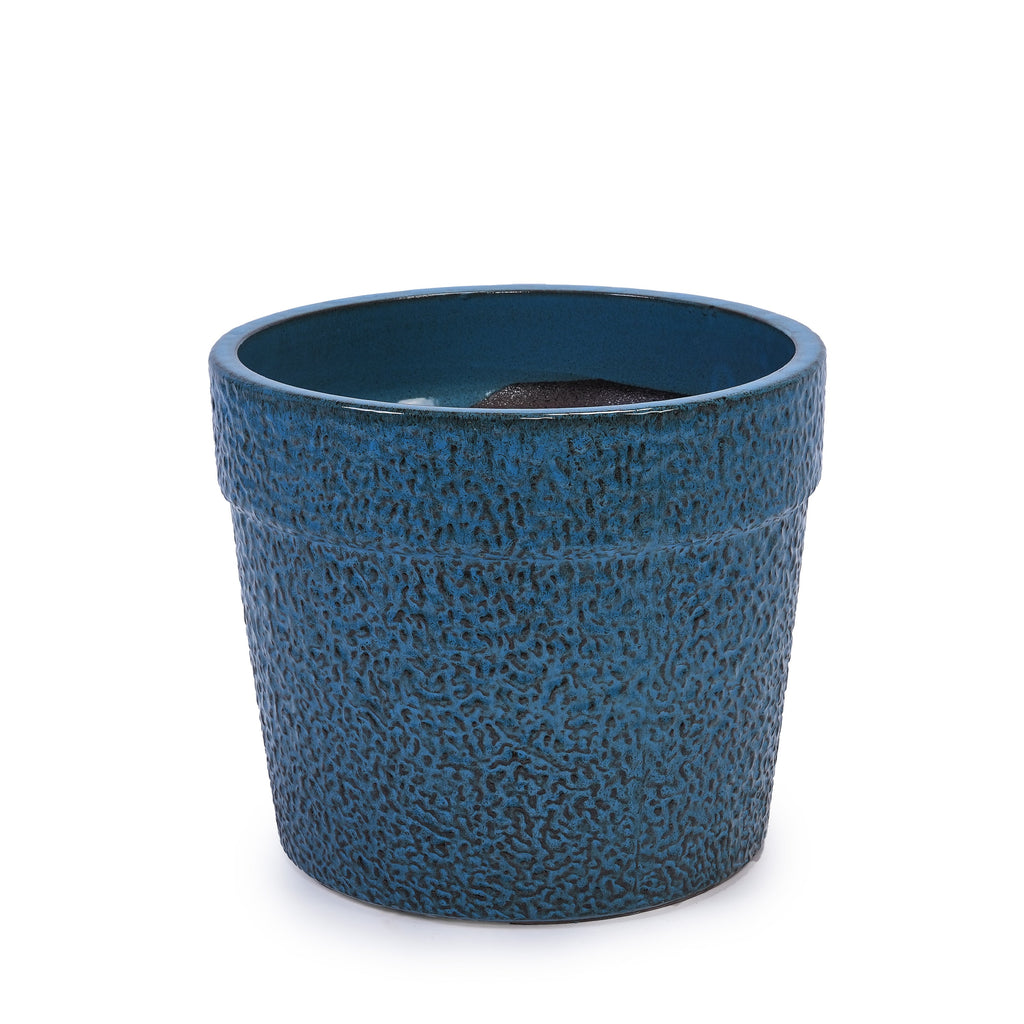 3 Pieces Ceramic Flowerpot, Modern Planter for Patio, Garden or Windowsills - Antique Blue