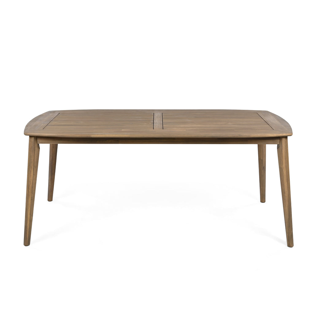 Acacia Wood Dining Table 8-Person Outdoor Table, Farmhouse Furniture for Patio, Garden, Backyard, Light Brown 180 LBS Weight Capacity 70.75'L