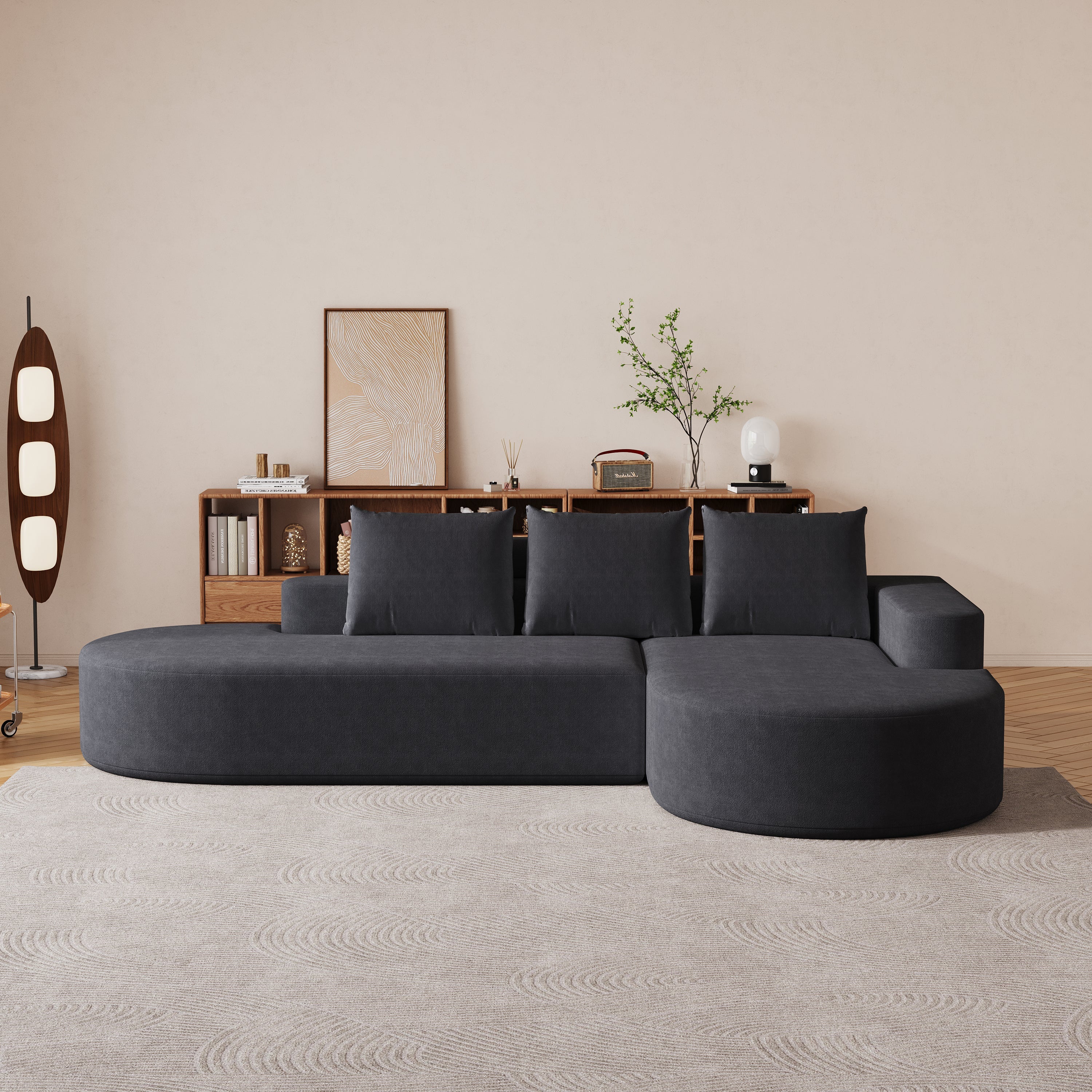 Modern Curved sofa ,Chenille Upholstered Sectional Sofa Couch Set,Modular 108.5' L Shaped Sectional Living Room Sofa Set With 3 Pillows,Free Combination Sofa Couch for Living Room,Bedroom