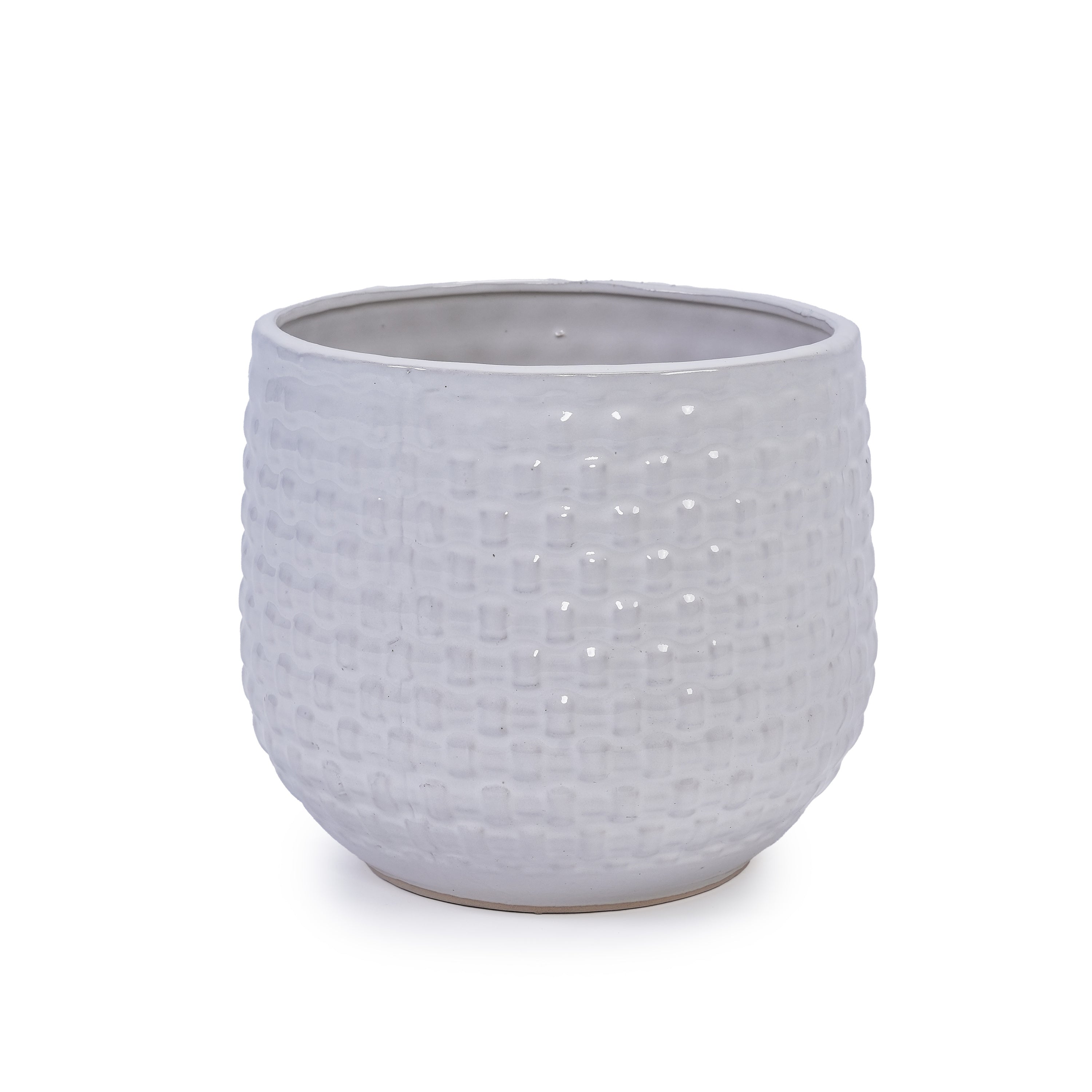 3 Pieces Ceramic Flowerpot, Modern Planter for Patio, Garden or Windowsills - Matte White